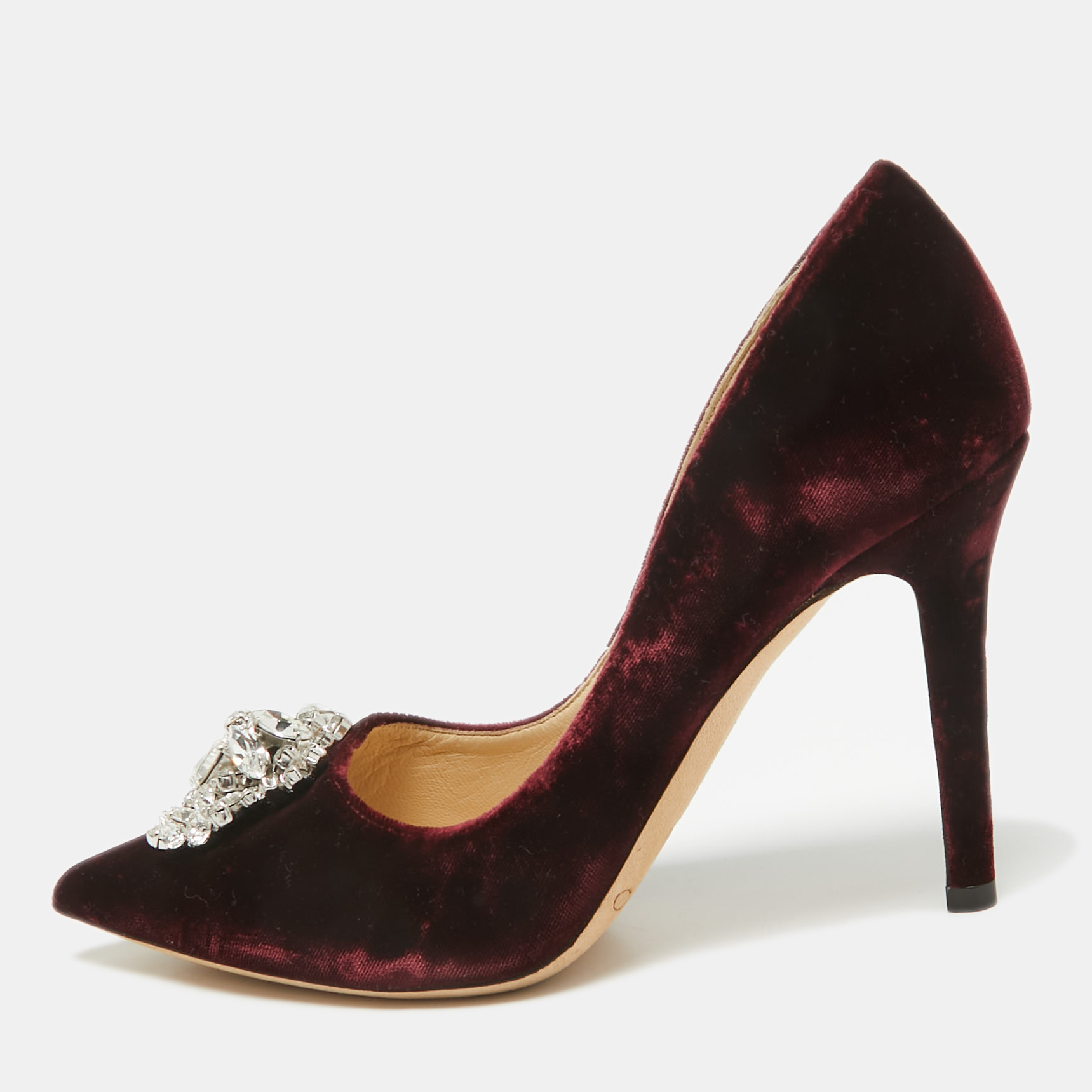 

Jimmy Choo Exclusive Collection Burgundy Velvet Amanda Pumps Size