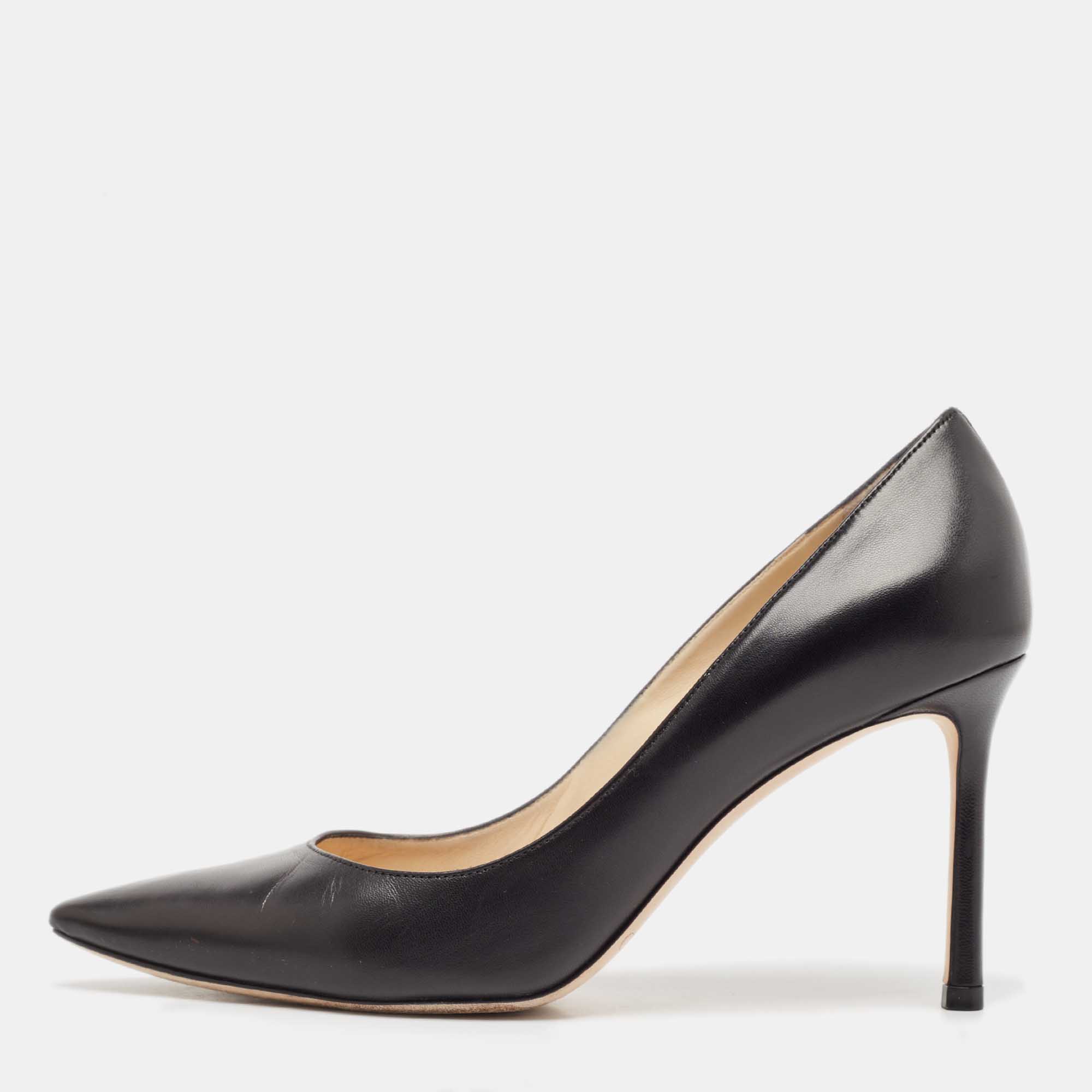 

Jimmy Choo Black Leather Romy Pumps Size