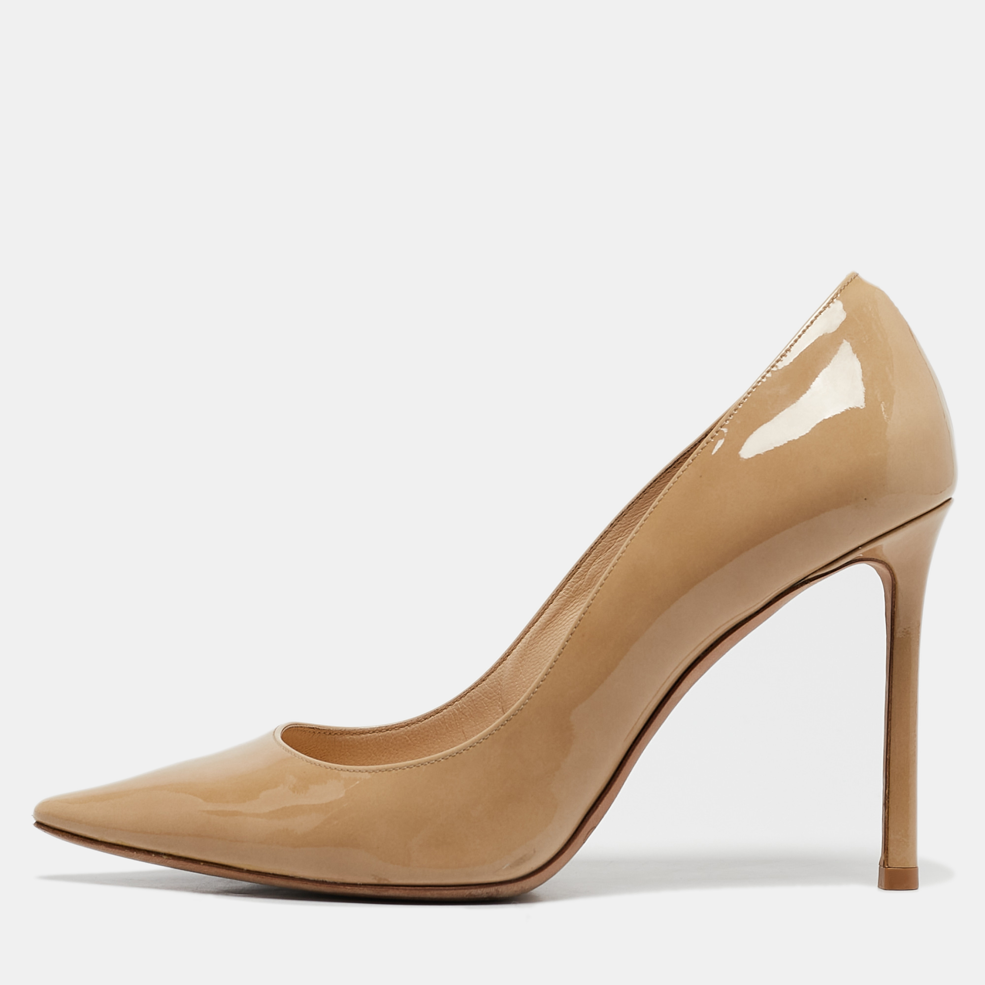 

Jimmy Choo Beige Patent Leather Romy Pointed Toe Pumps Size