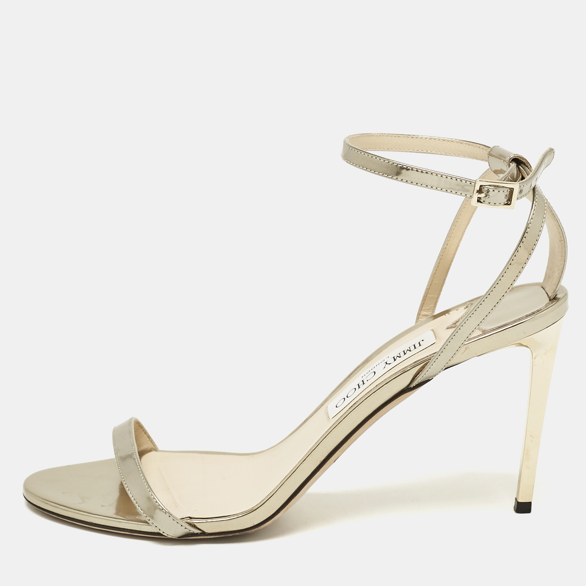 

Jimmy Choo Gold Leather Minny Ankle Strap Sandals Size