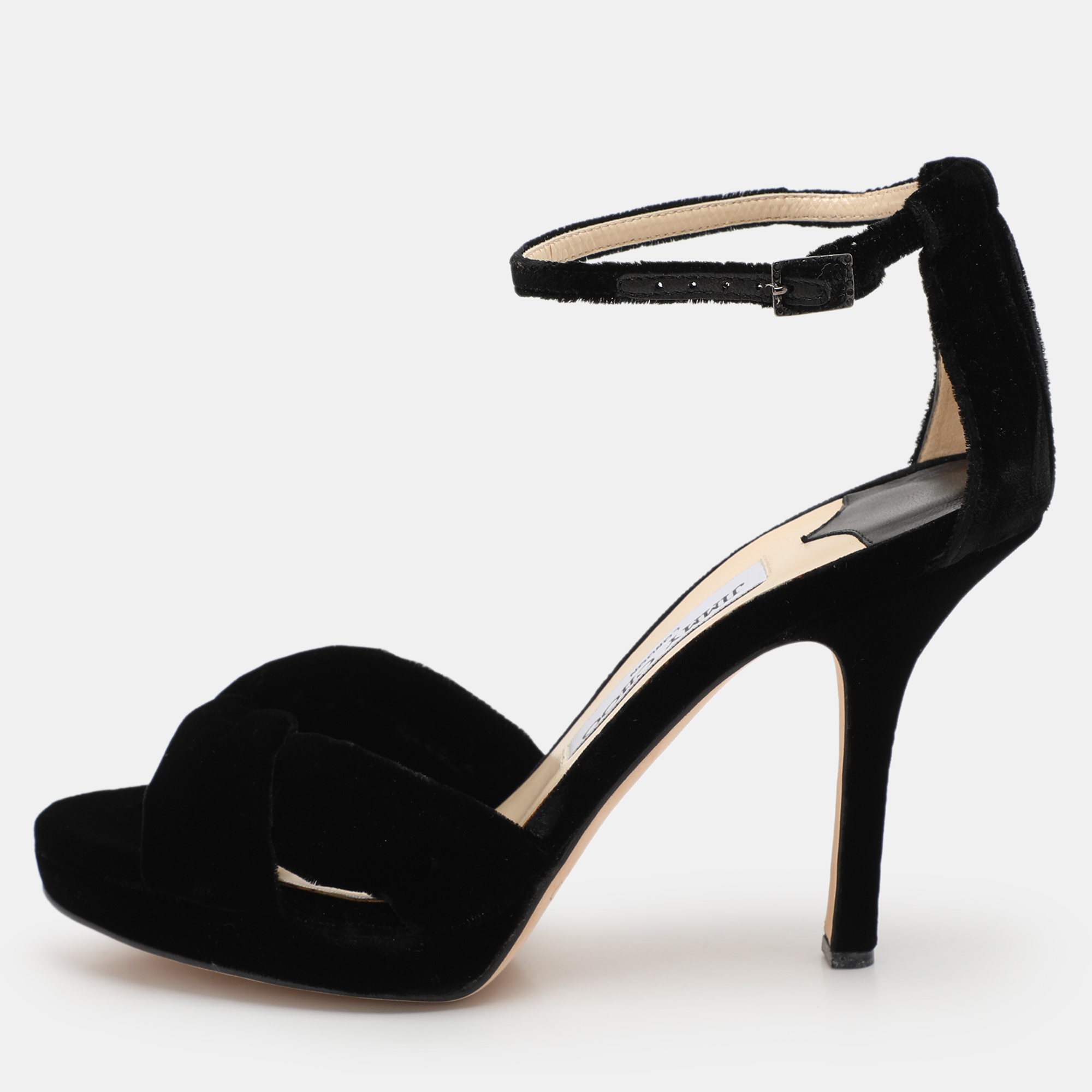 

Jimmy Choo Black Velvet Marion Ankle Strap Sandals Size