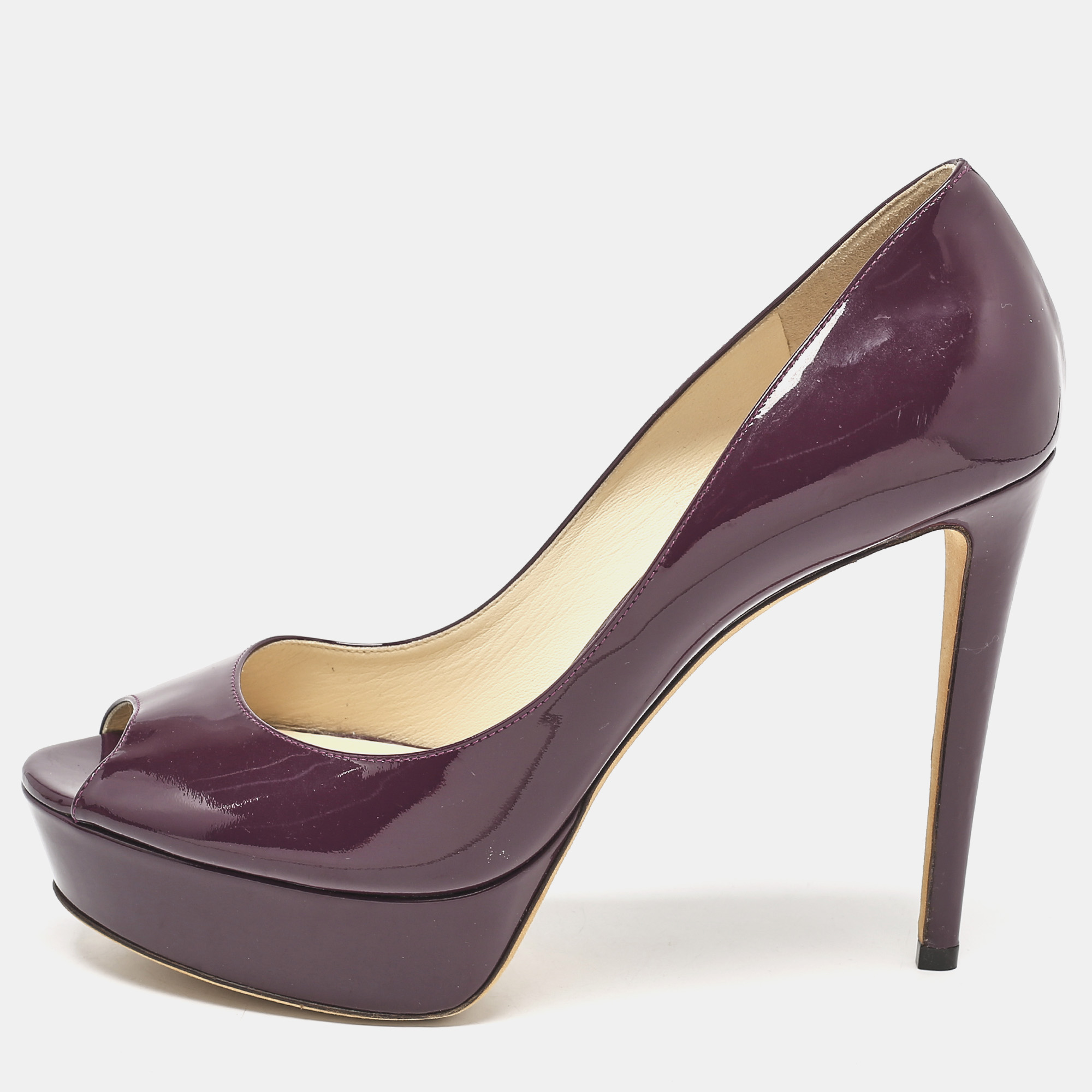 

Jimmy Choo Purple Patent Leather Crown Pumps Size