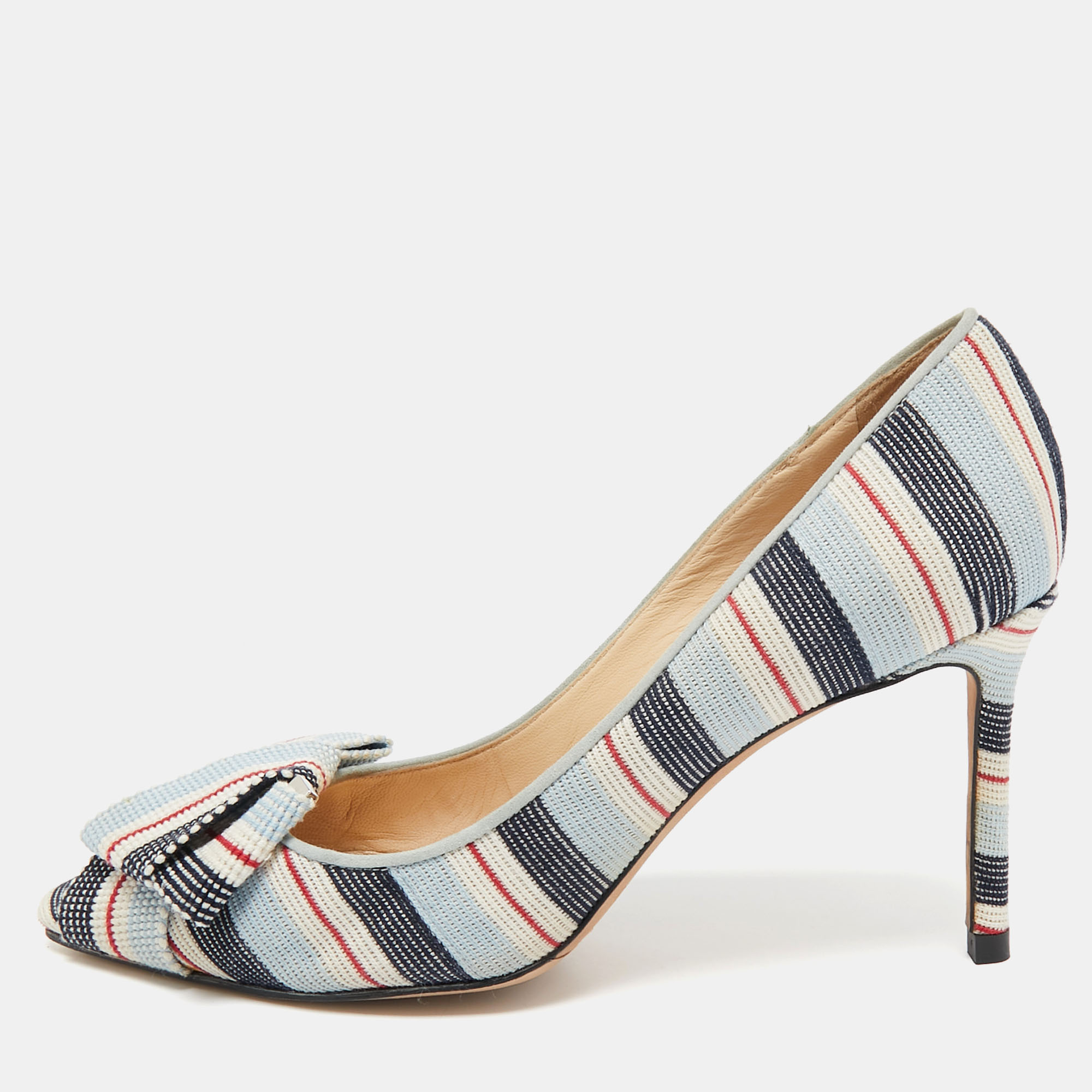 

Jimmy Choo Multicolor Canvas Tegan 85 Pumps Size