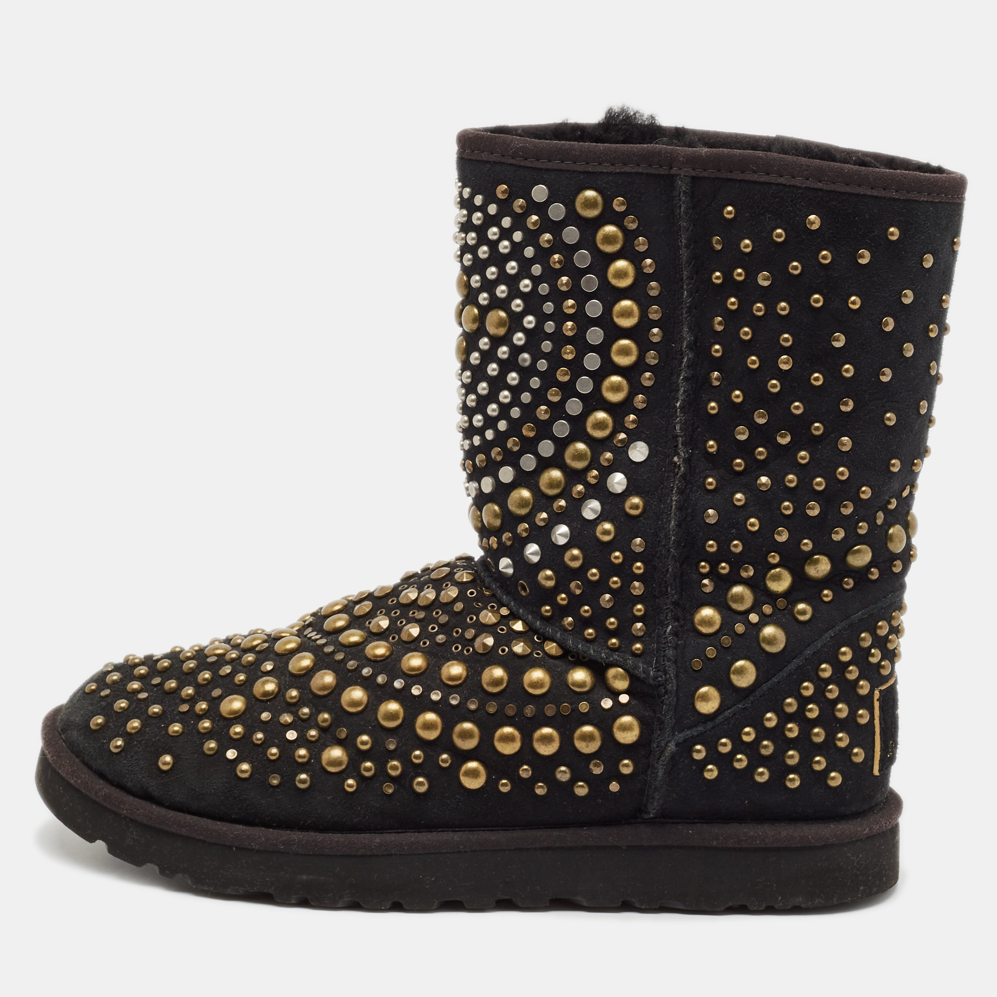 

Jimmy Choo x Uggs Black Studded Suede Mandah Boots Size