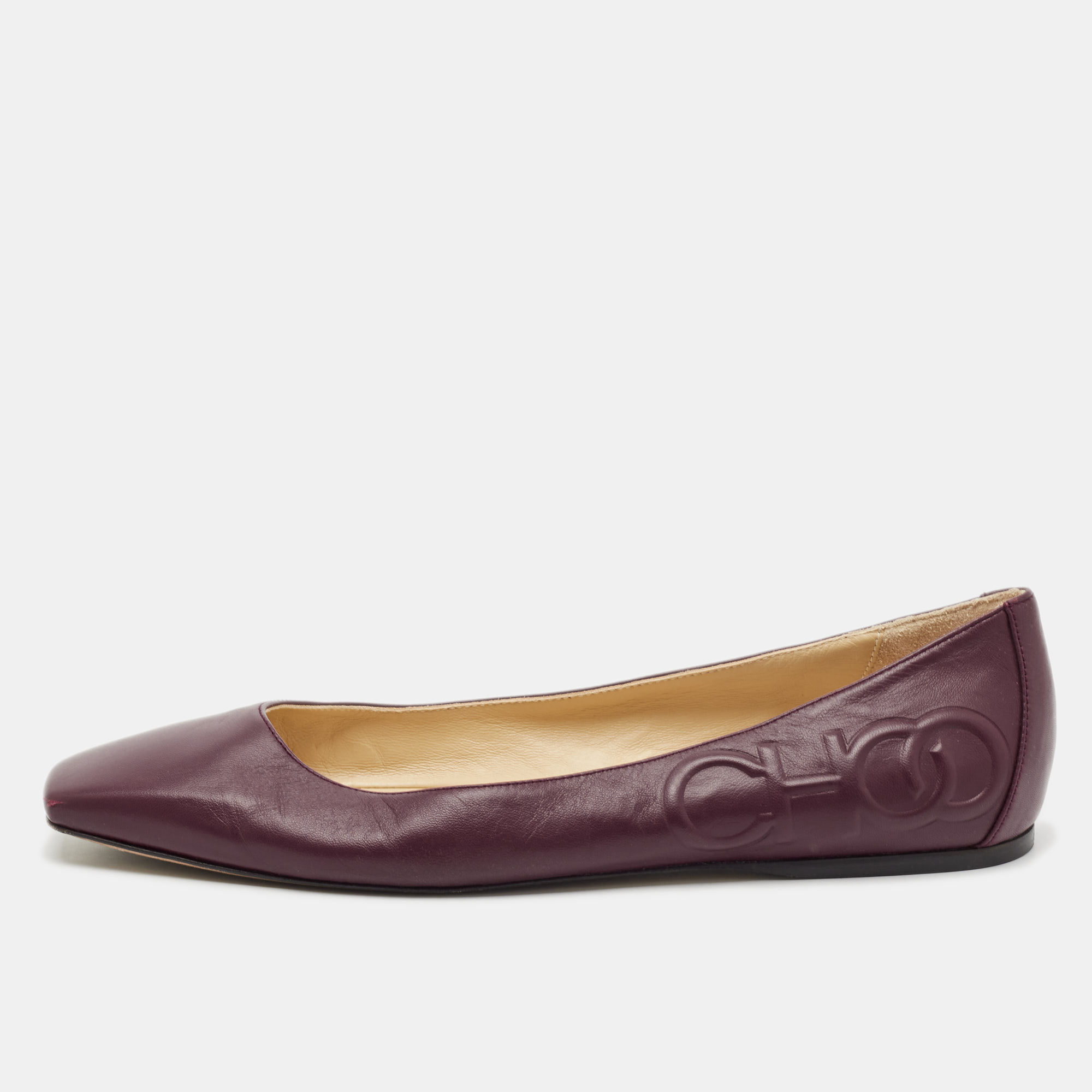 

Jimmy Choo Burgundy Leather Ballet Flats Size