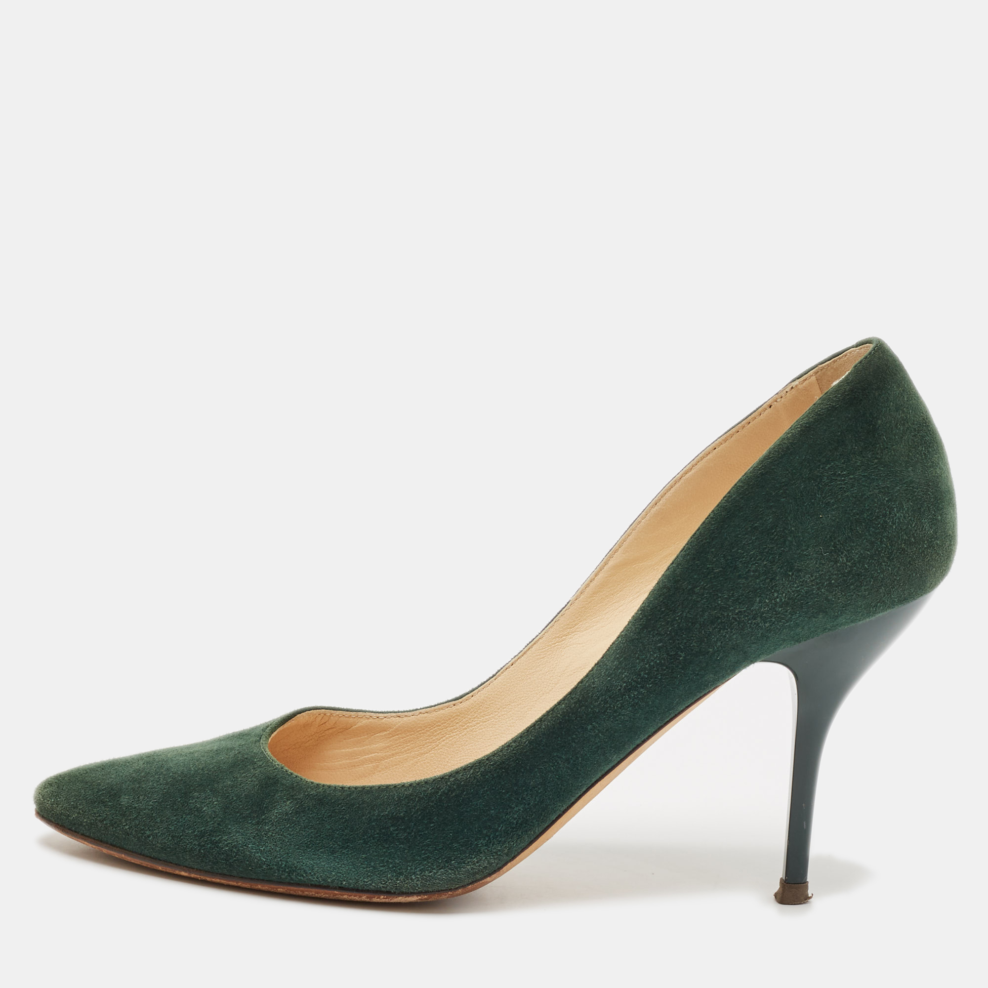 

Jimmy Choo Dark Green Velvet Romy Pumps Size