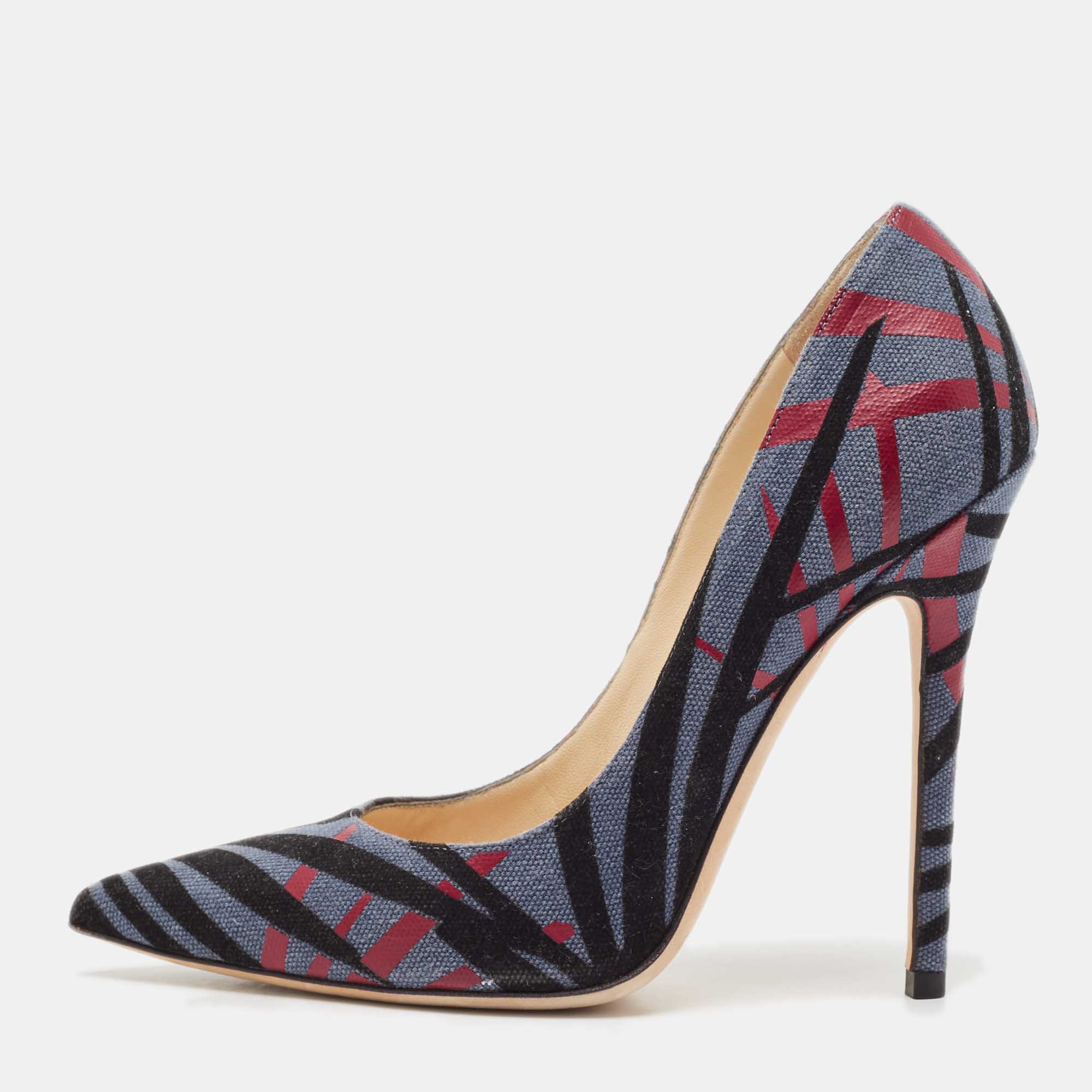 

Jimmy Choo Multicolor Canvas Abel Pointed Toe Pumps Size