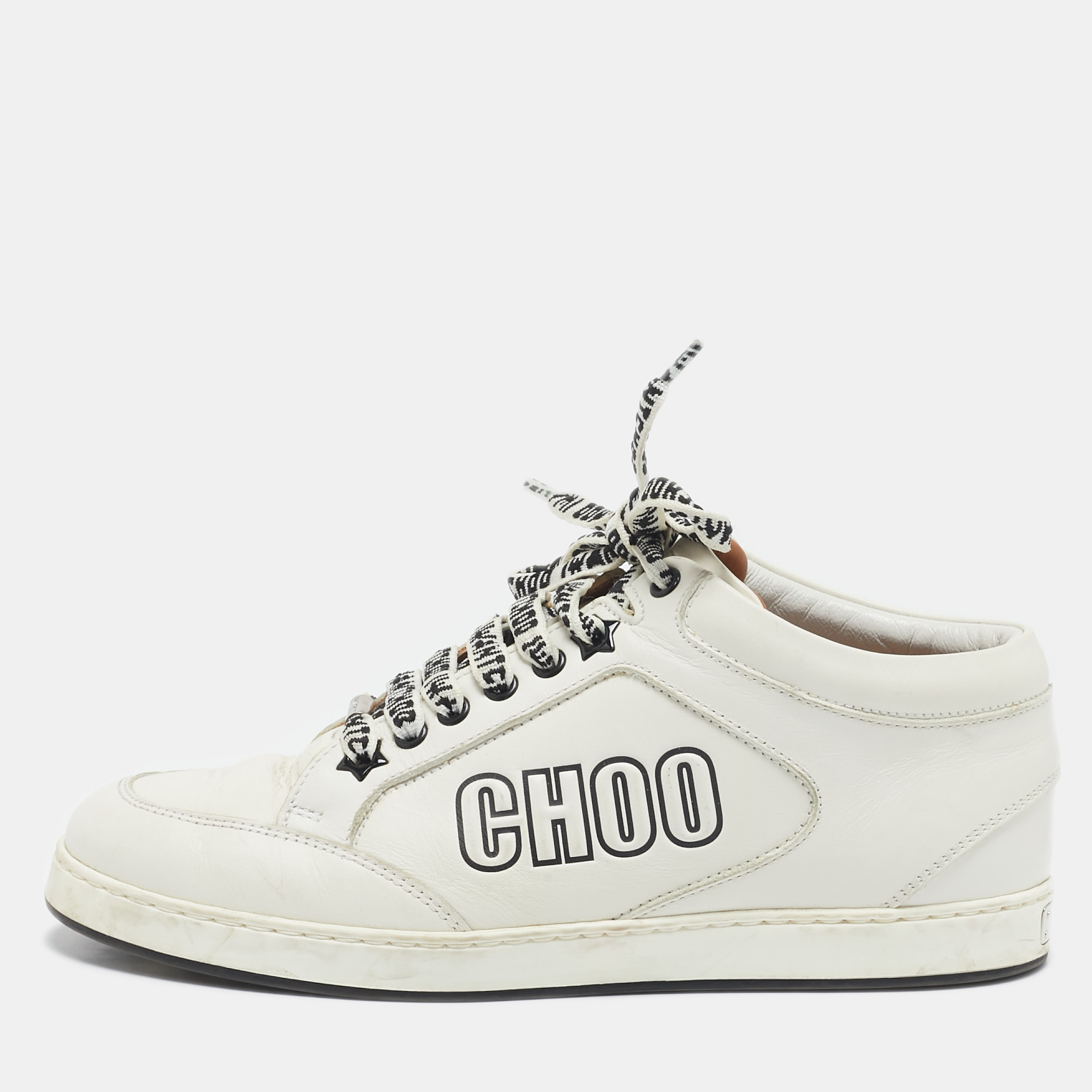 

Jimmy Choo White Leather Miami Low Top Sneakers Size