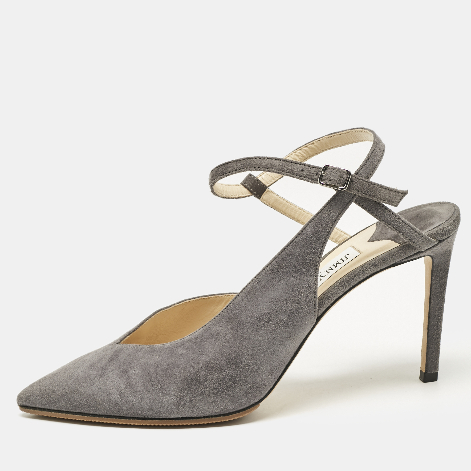 

Jimmy Choo Grey Suede Slingback Pumps Size