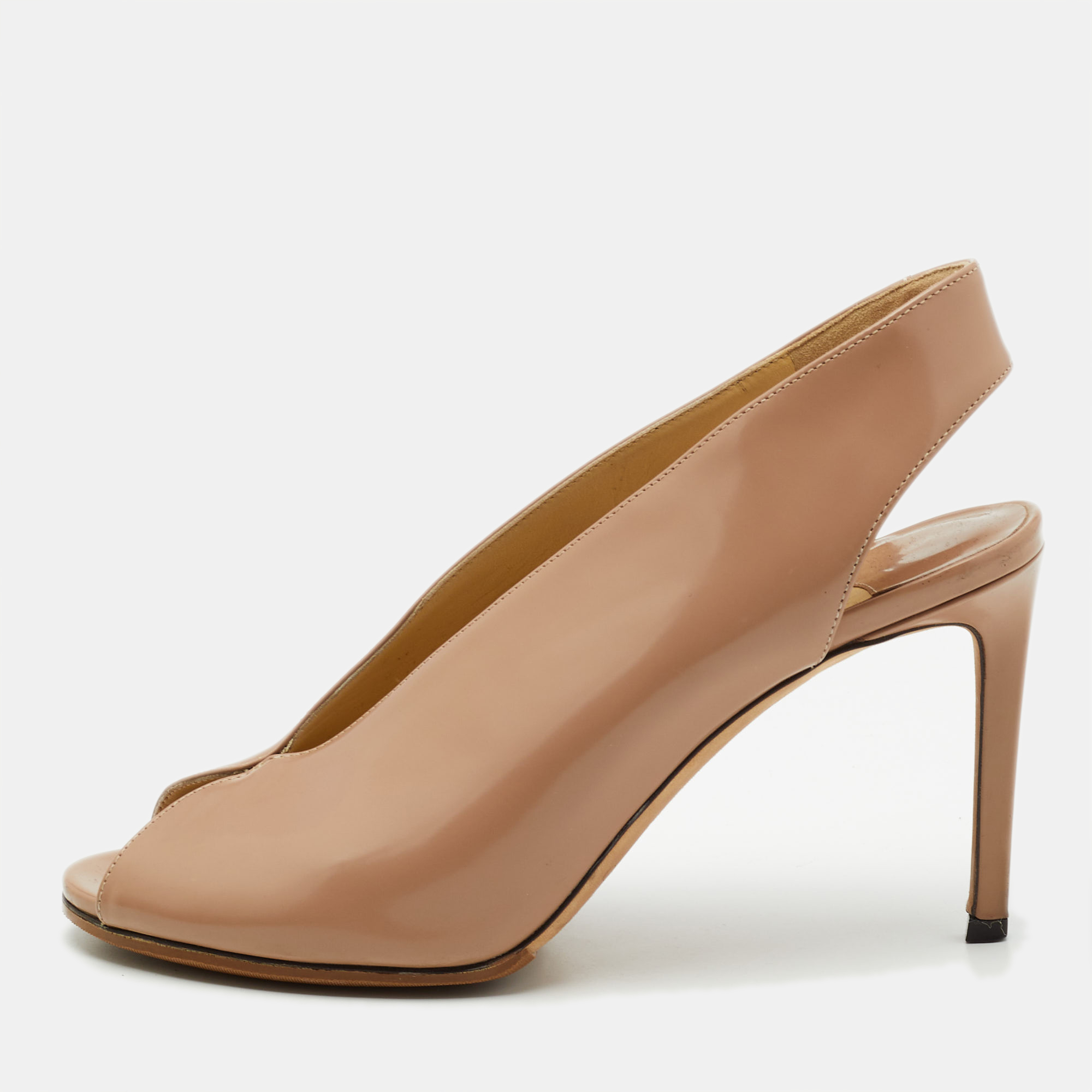 

Jimmy Choo Beige Leather Shar Slingback Pumps Size