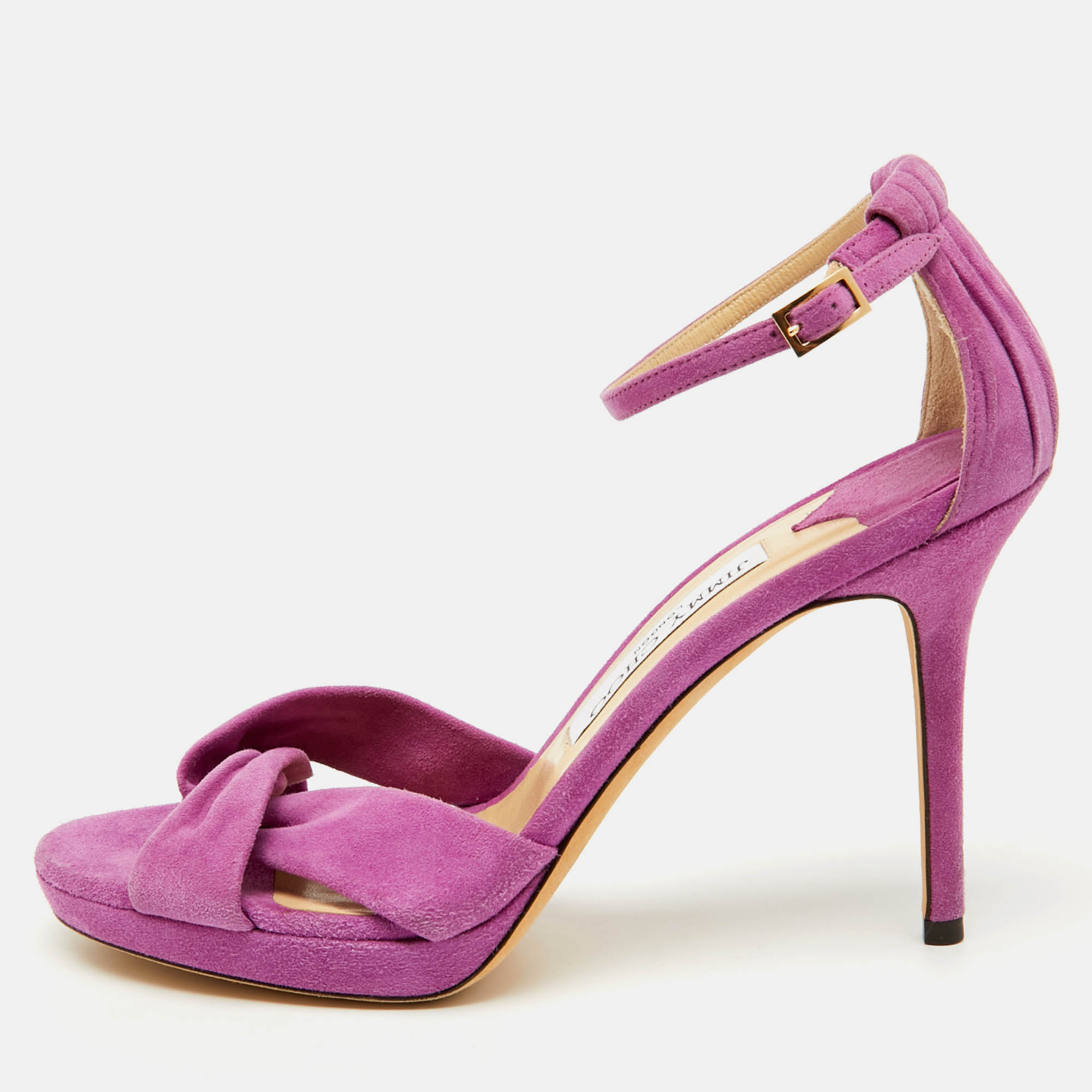 

Jimmy Choo Purple Suede Ankle Strap Sandals Size