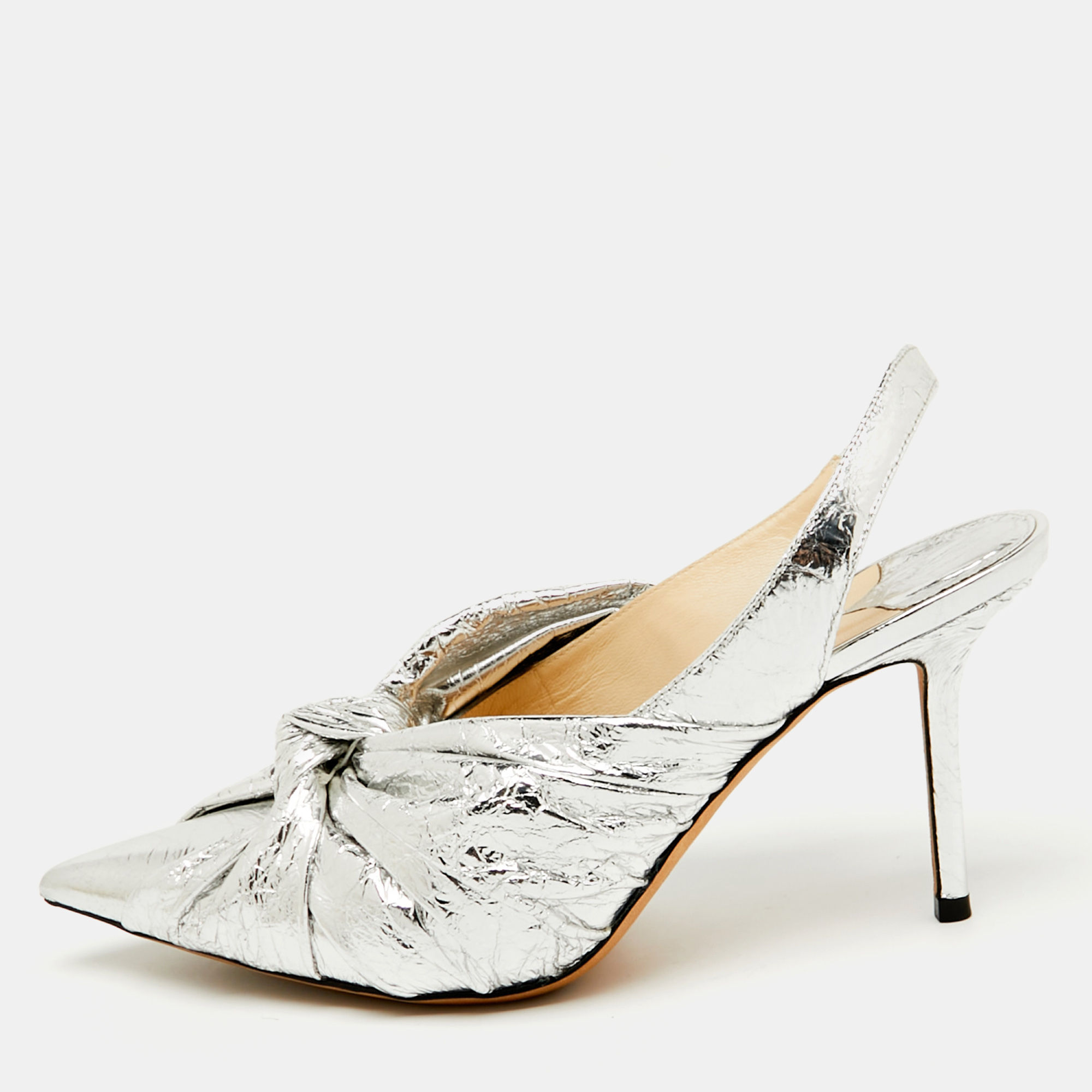 

Jimmy Choo Silver Leather Annabell Slingback Pumps Size