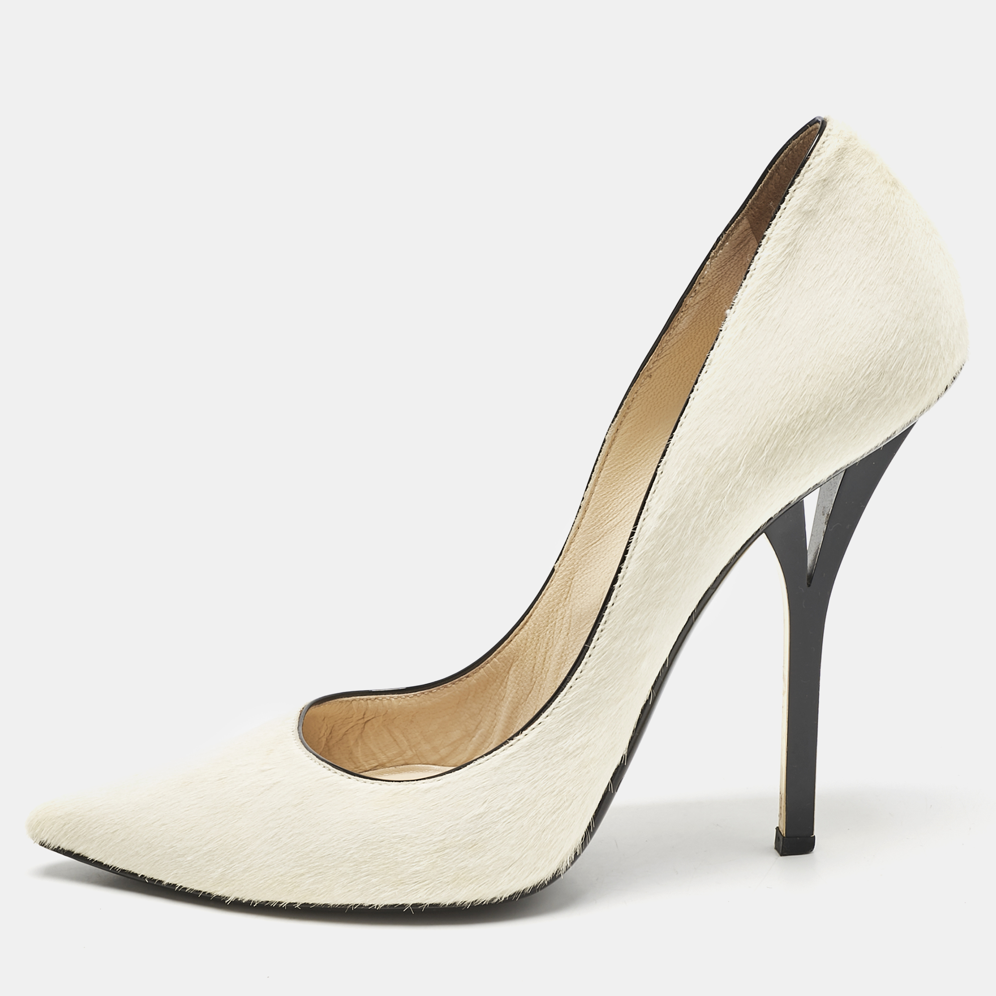 

Jimmy Choo Cream Calf Hair Romy Pointed Toe Pumps Size