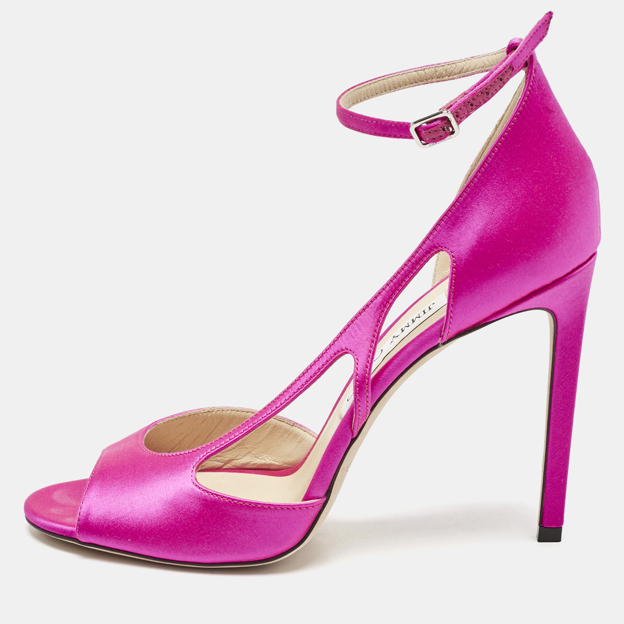 

Jimmy Choo Pink Satin Ankle Strap Sandals Size