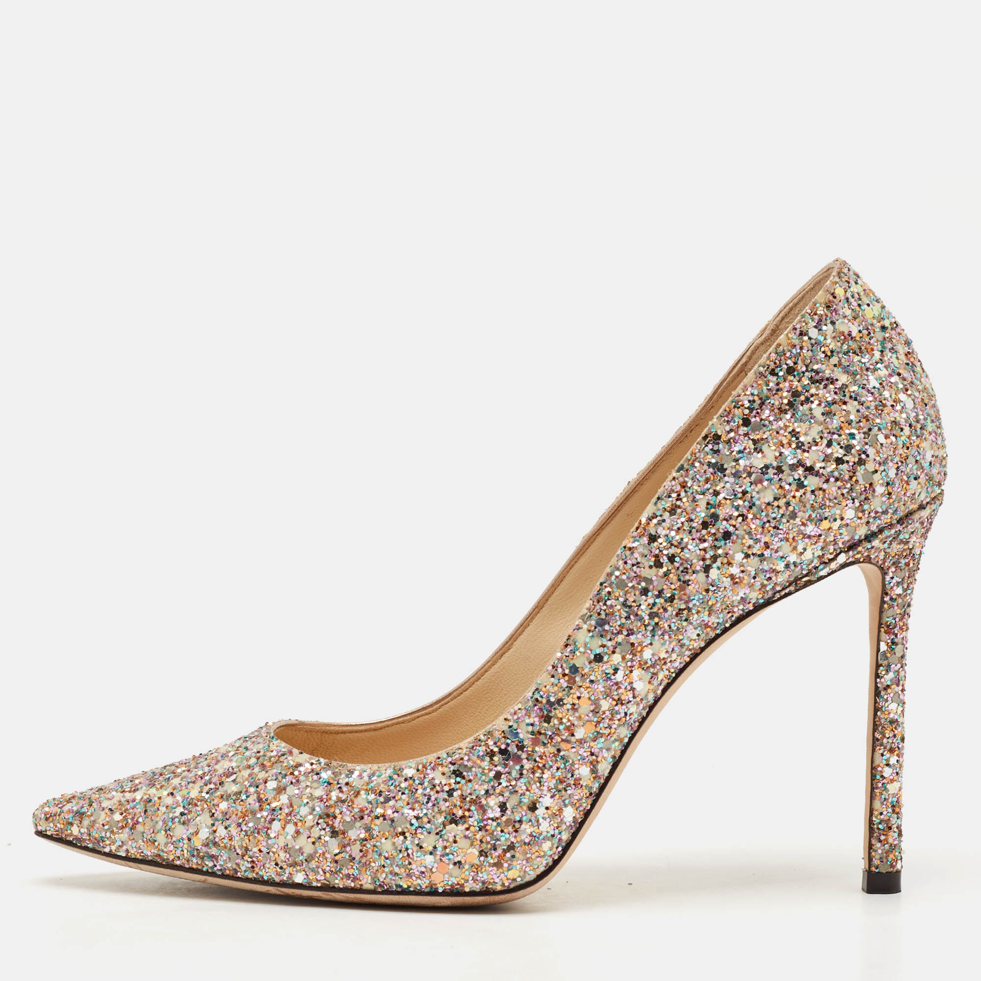 

Jimmy Choo Multicolor Glitter Romy Pumps Size