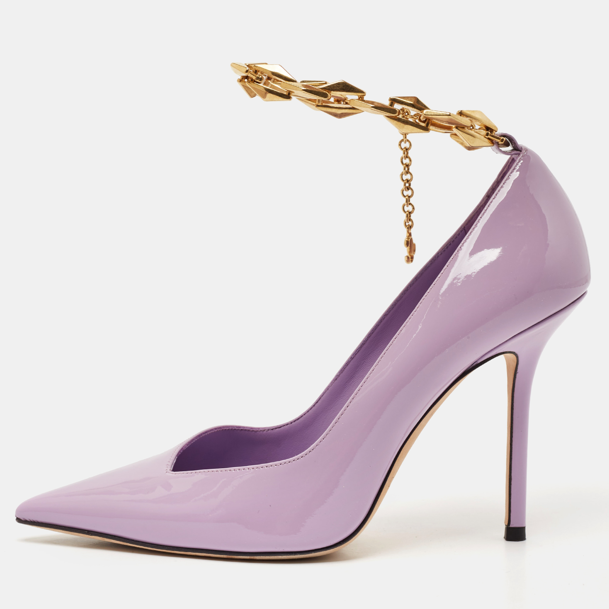 

Jimmy Choo Lavender Patent Leather Talura Pumps Size, Purple