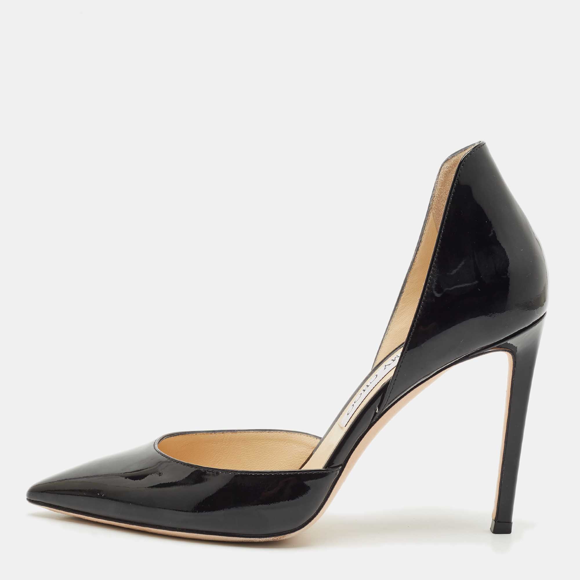 

Jimmy Choo Black Patent Leather Addison Pointed Toe D'orsay Pumps Size