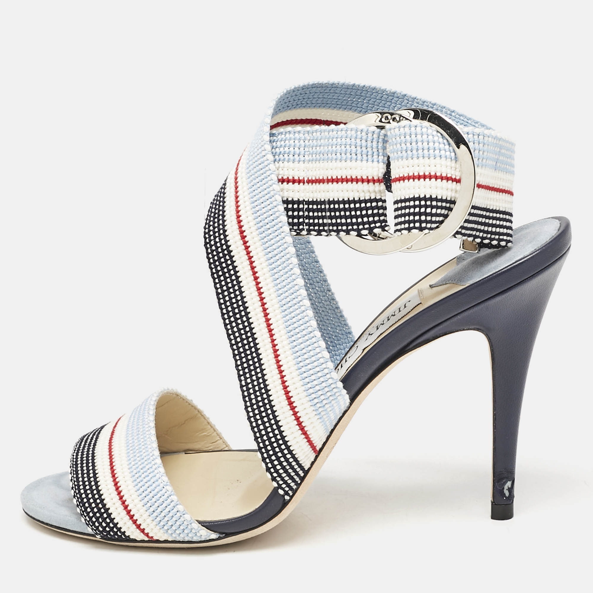 

Jimmy Choo Multicolor Canvas Bailey Ankle Wrap Sandals Size