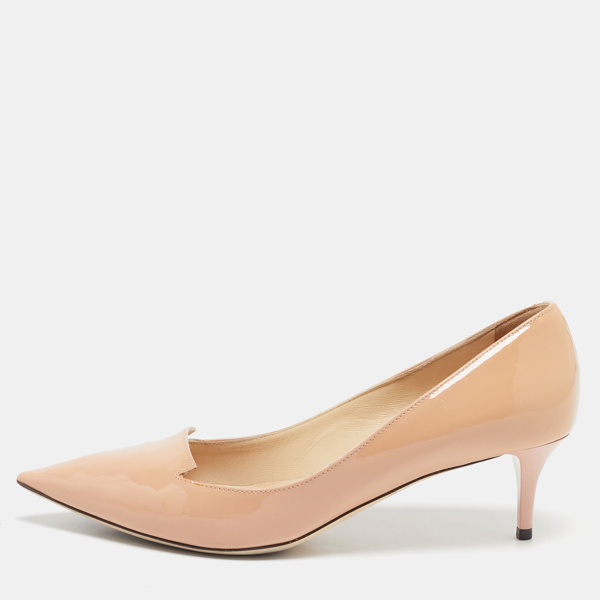 

Jimmy Choo Beige Patent Leather Allure Pointed Toe Pumps Size