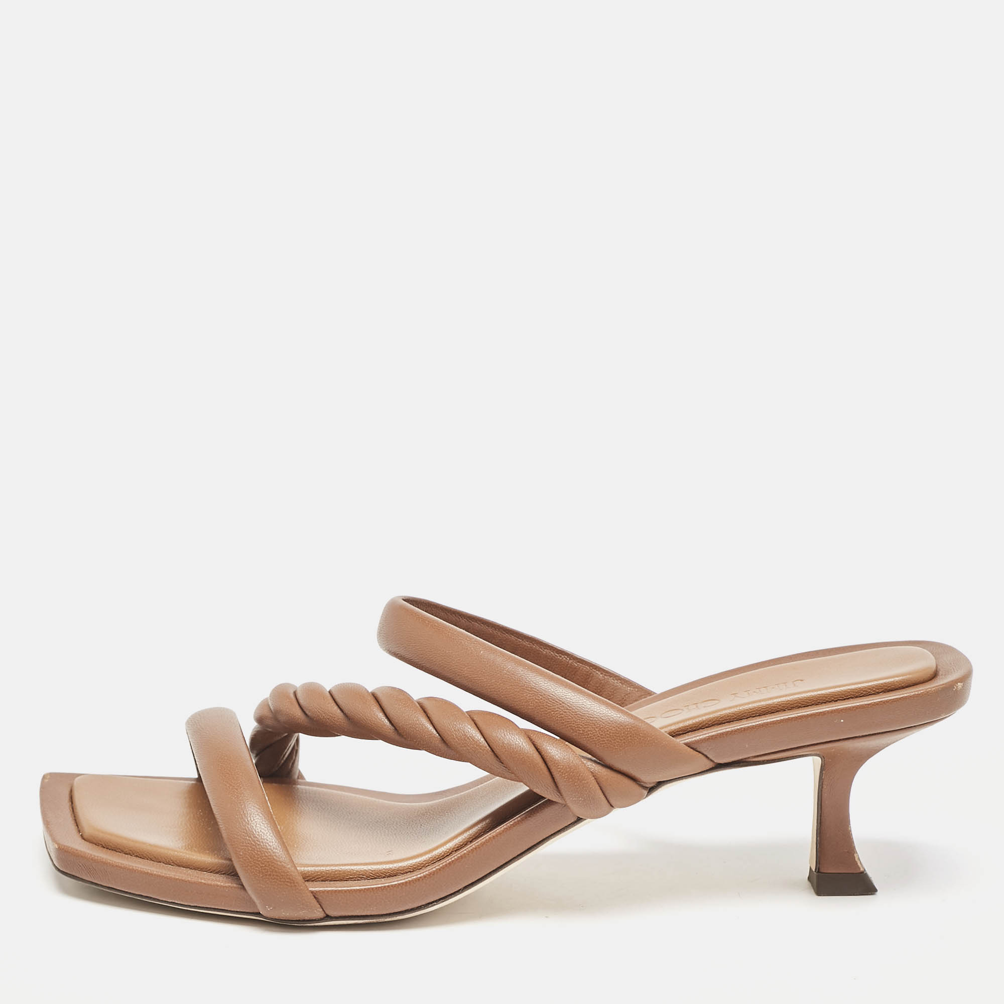 

Jimmy Choo Brown Leather Diosa Slide Sandals Size