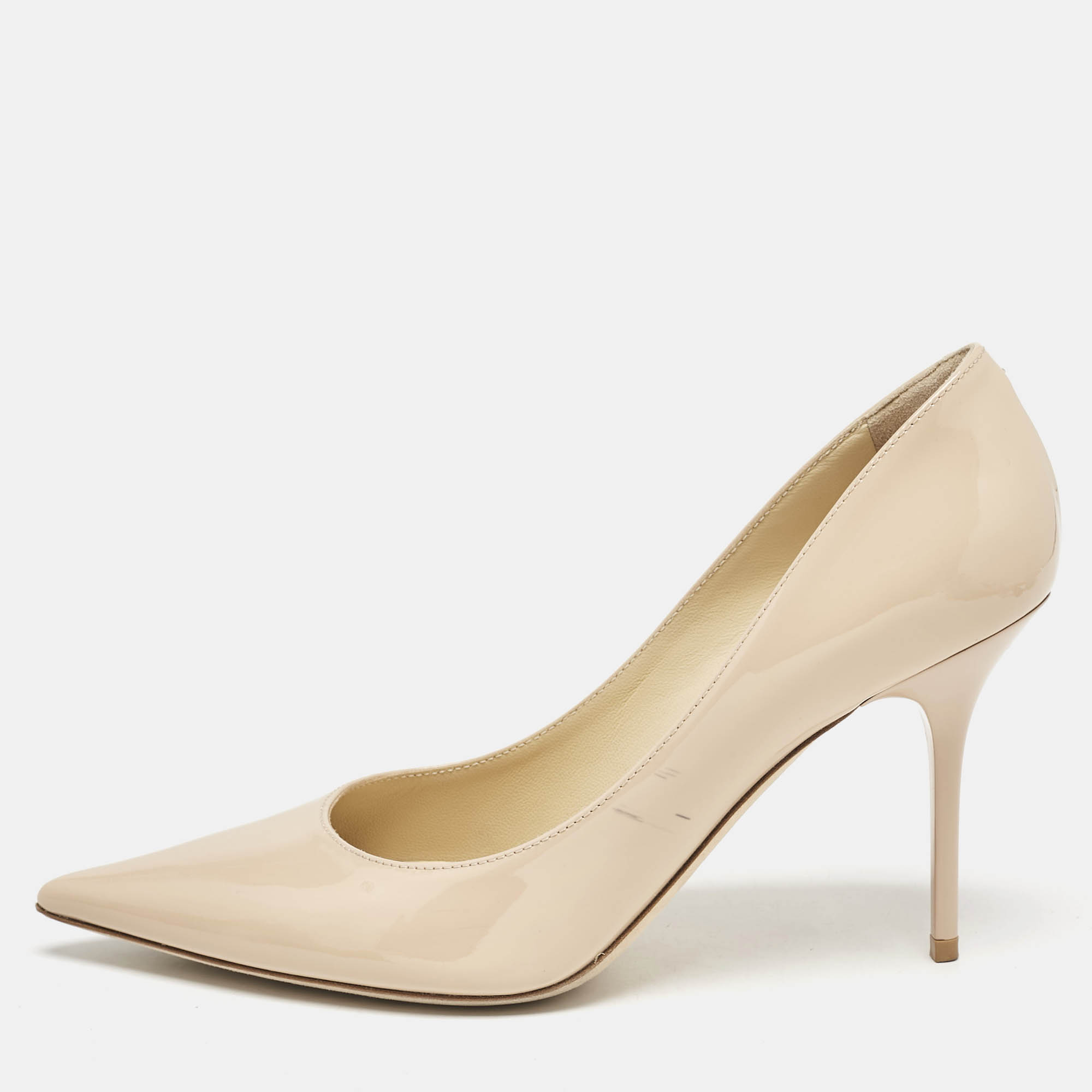 

Jimmy Choo Beige Patent Leather Romy Pumps Size