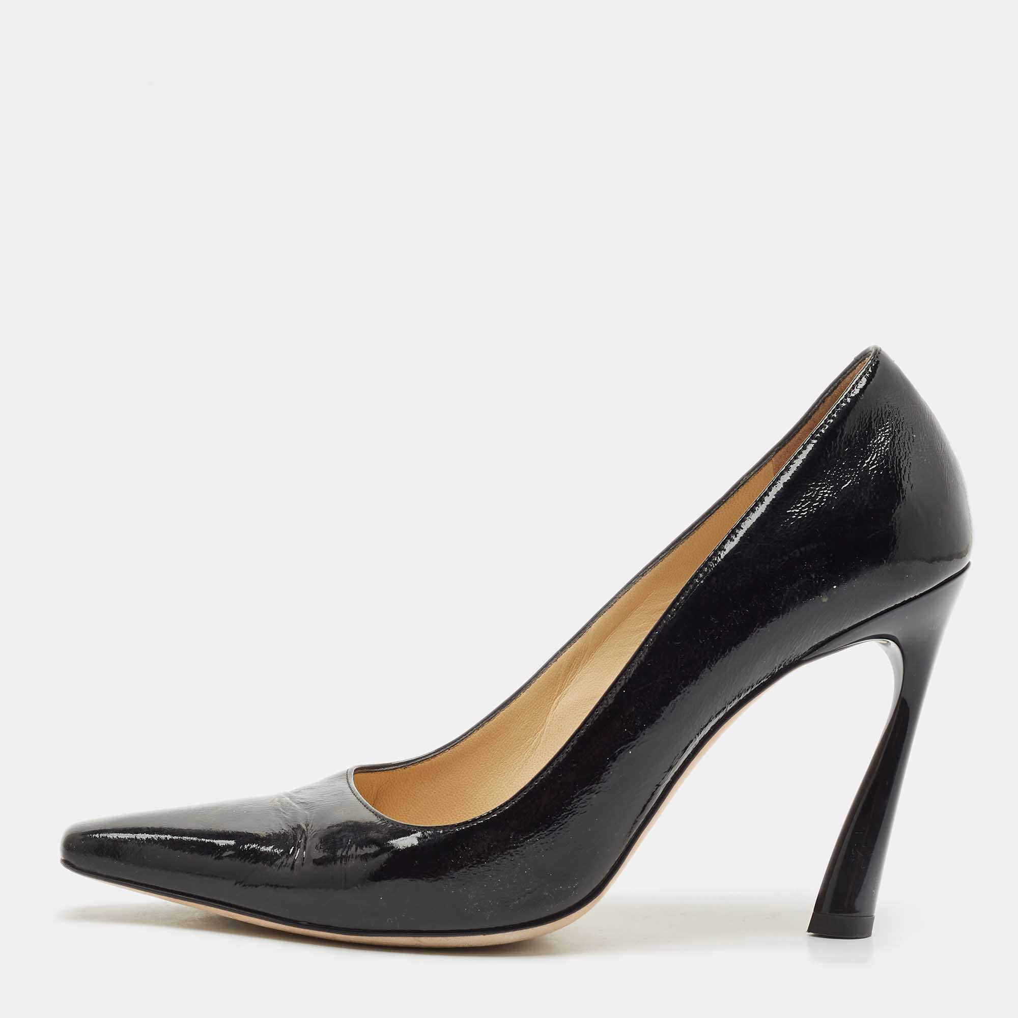 

Jimmy Choo Black Patent Leather Square Toe Pumps Size