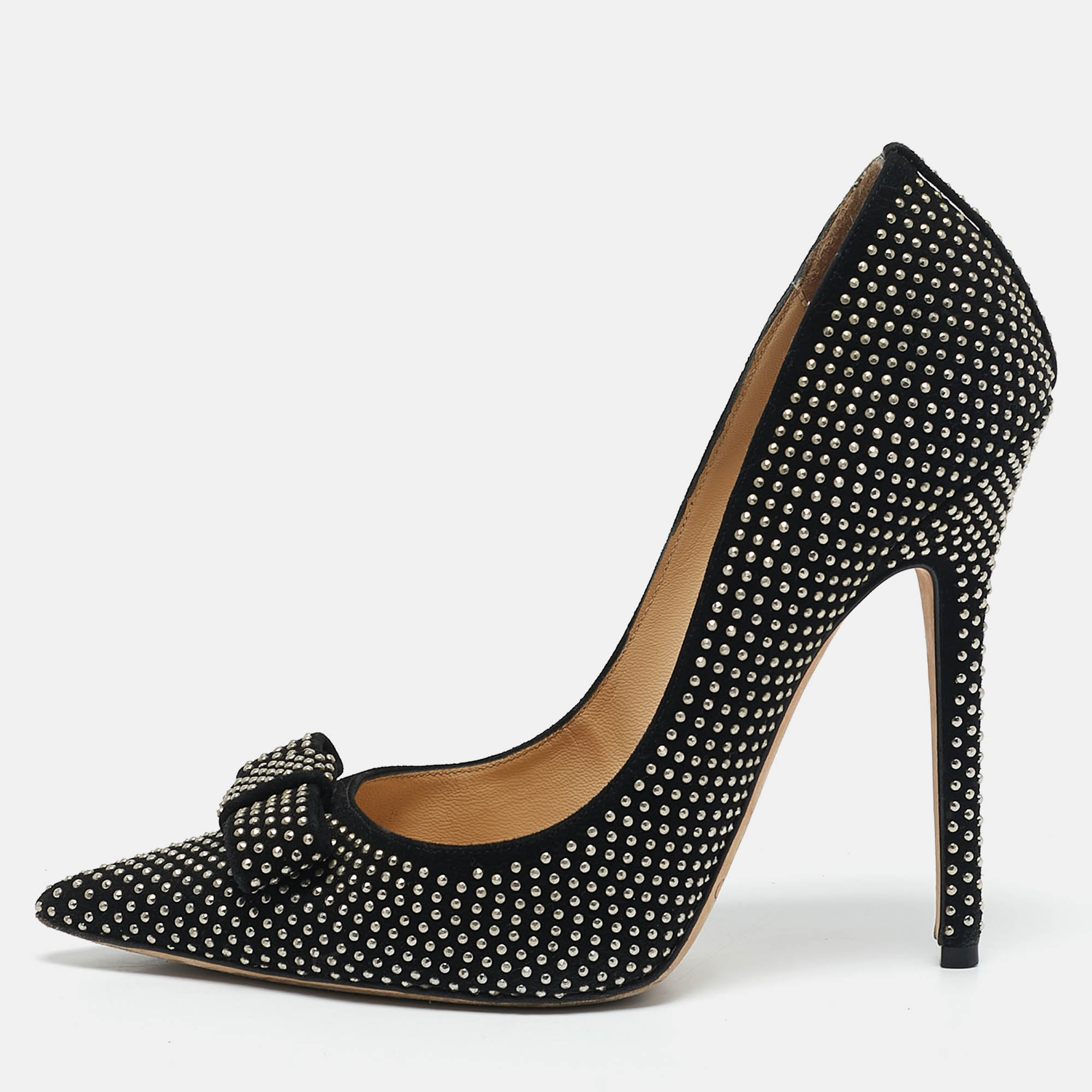 

Jimmy Choo Black Suede Maya Studded Pumps Size