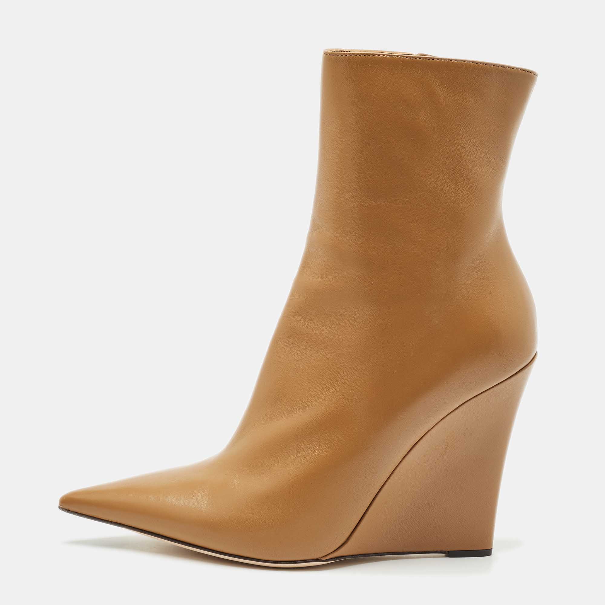 

Jimmy Choo Brown Leather Baku Wedge Ankle Boots Size