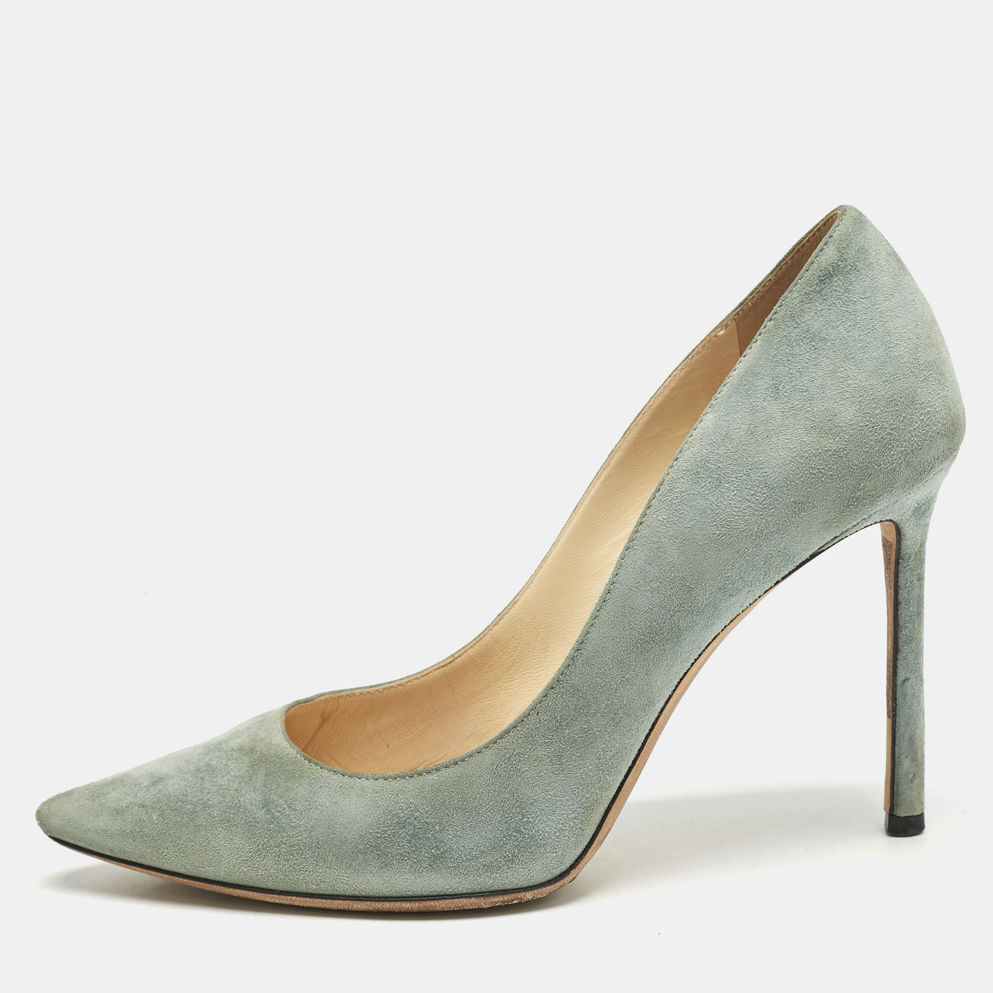 

Jimmy Choo Light Blue Suede Romy Pumps Size