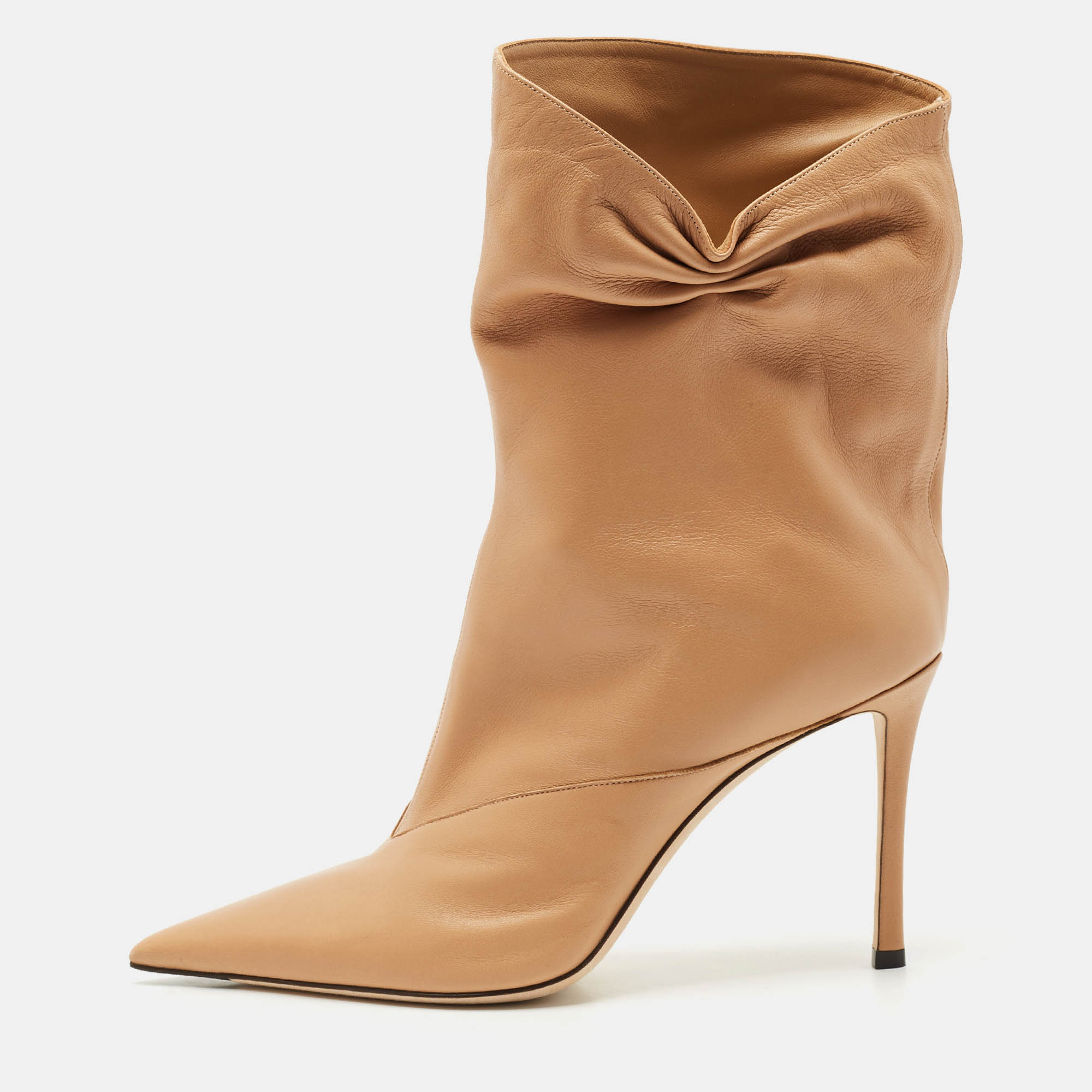 

Jimmy Choo Beige Leather Pointed Toe Ankle Length Boots Size