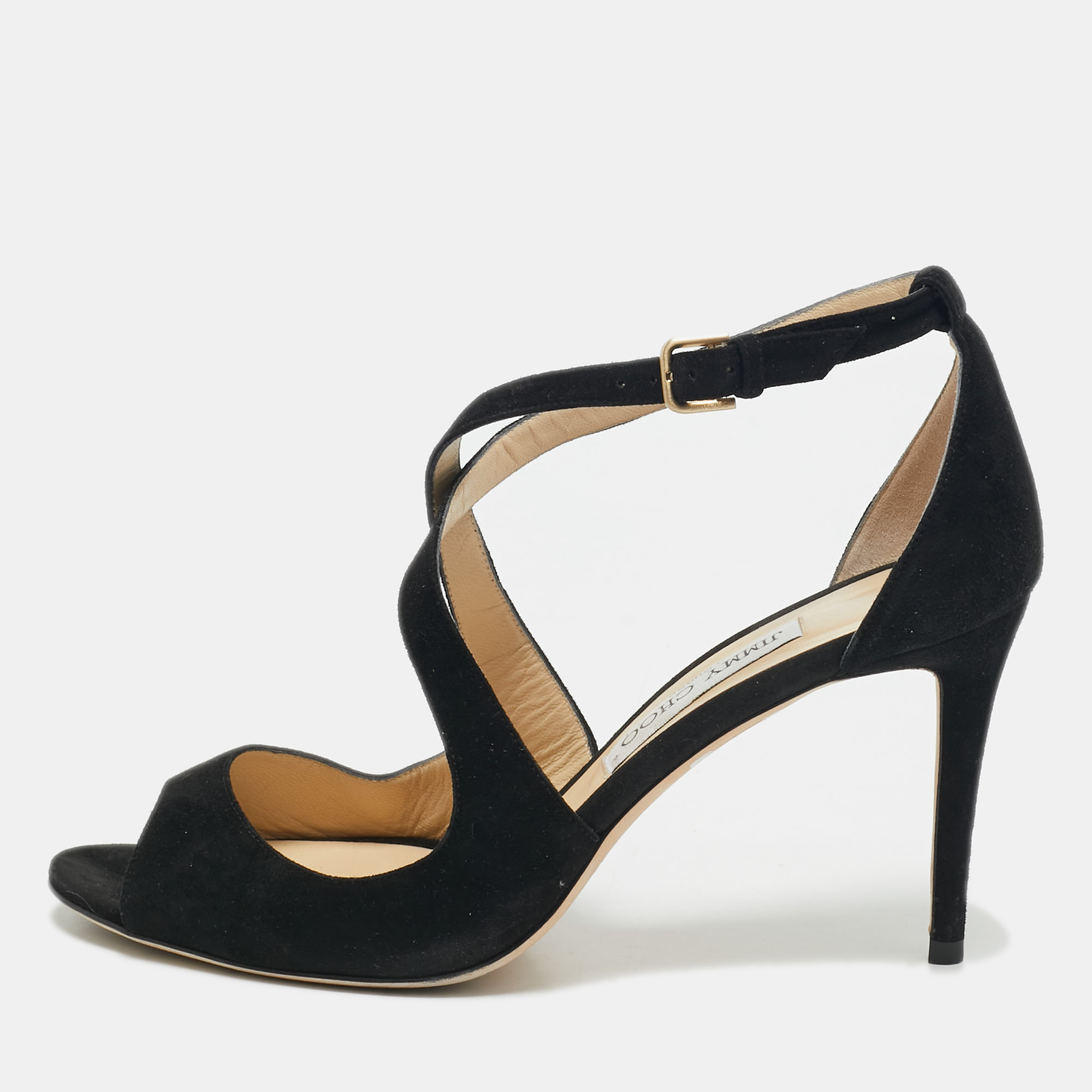 

Jimmy Choo Black Suede Emily Sandals Size