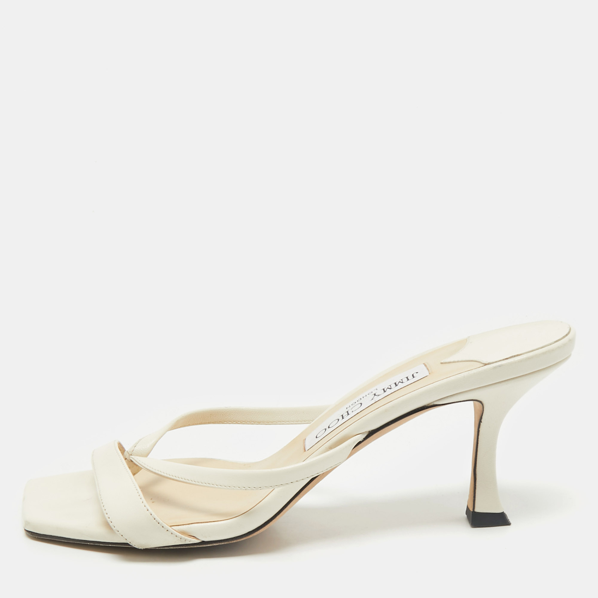 

Jimmy Choo White Leather Maelie Slide Sandals Size
