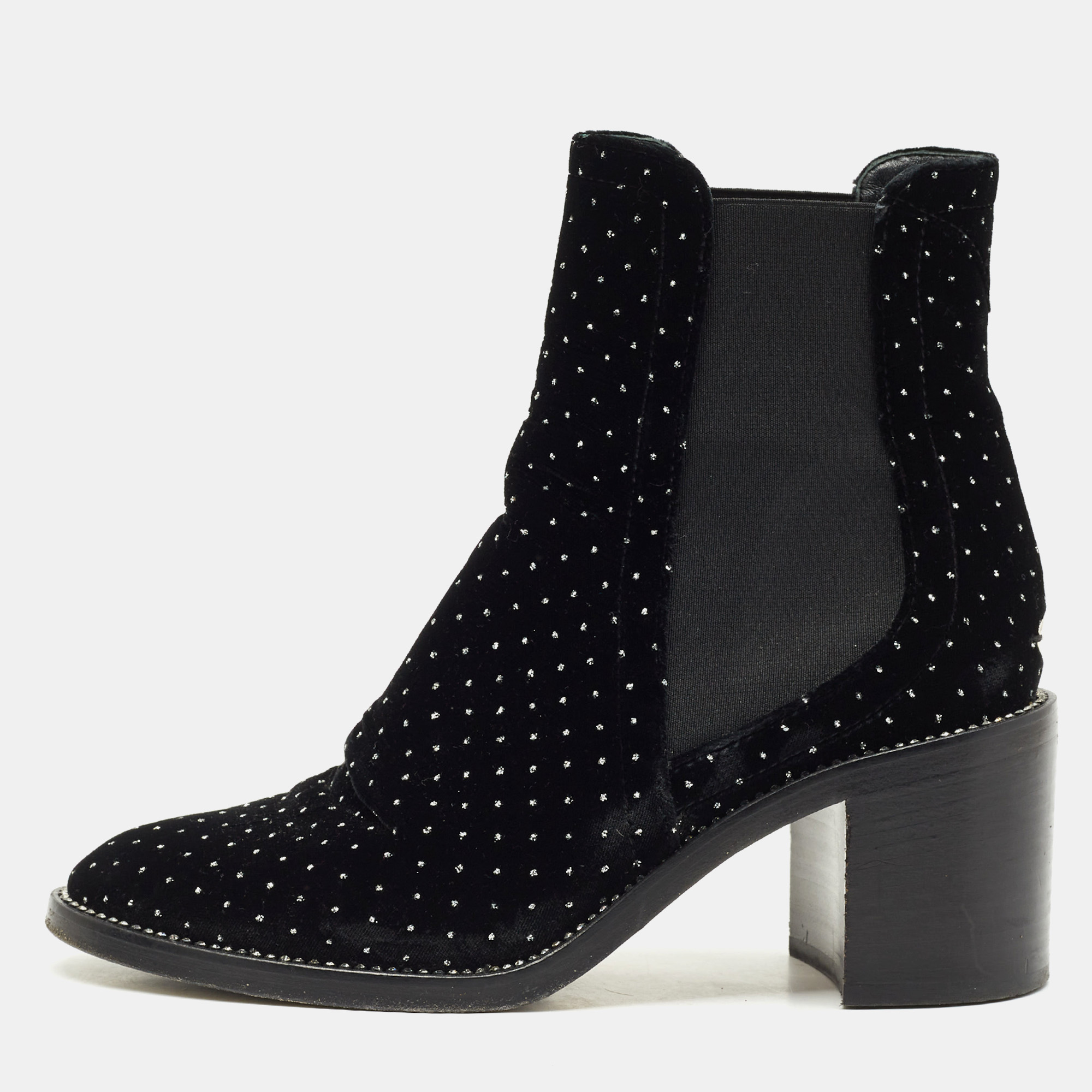 

Jimmy Choo Black Velvet Crystal Embellished Ankle Boots Size