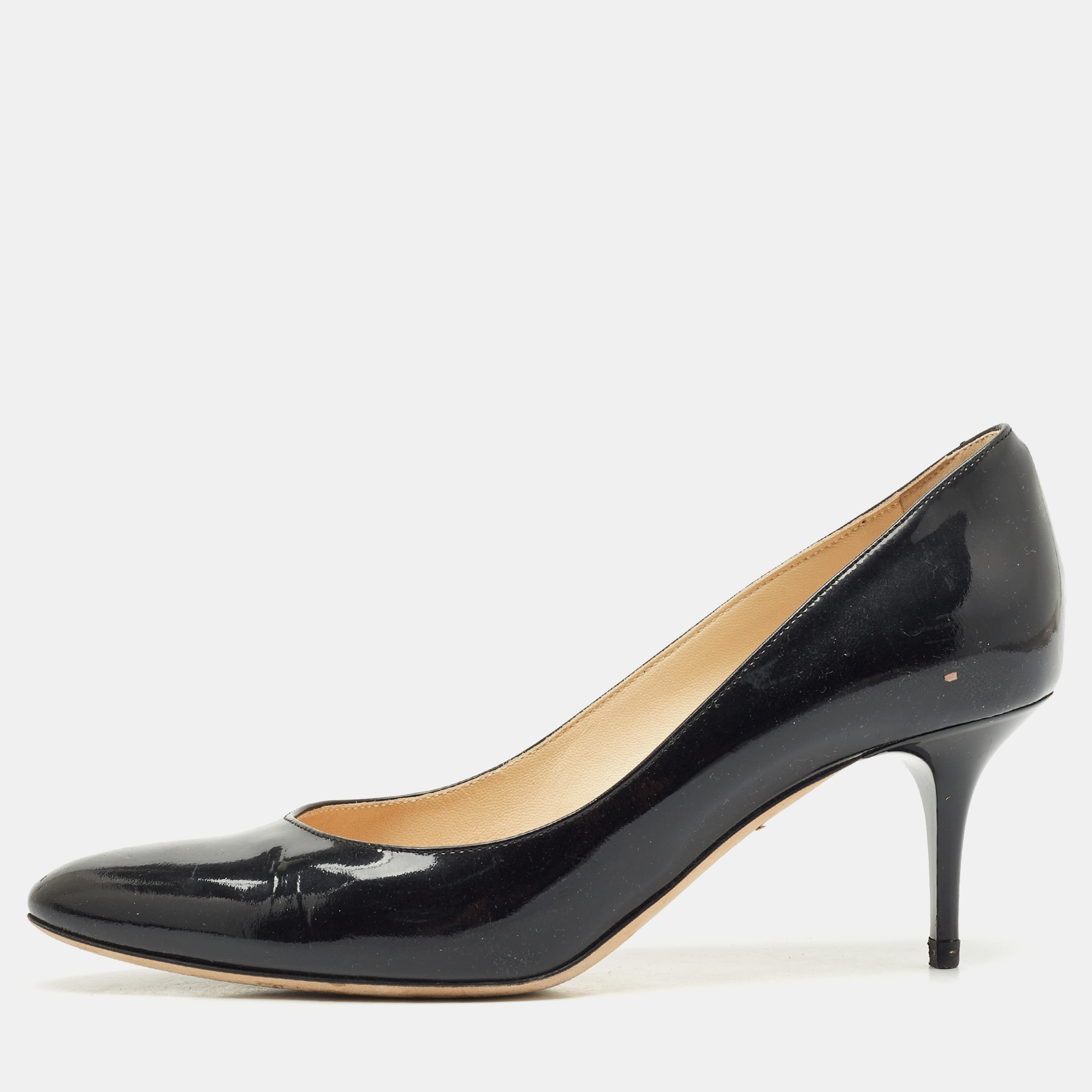 

Jimmy Choo Black Patent Leather Bridget Round Toe Pumps Size