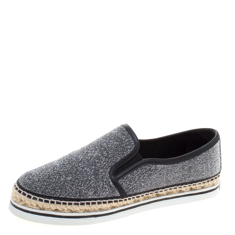 Pre Owned Jimmy Choo Metallic Lurex Dawn Espadrilles Size 39