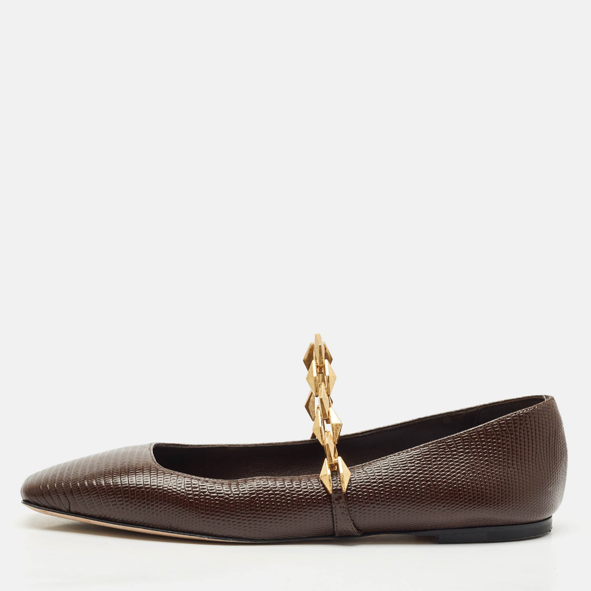 

Jimmy Choo Burgundy Lizard Embossed Leather Tilda Ballet Flats Size
