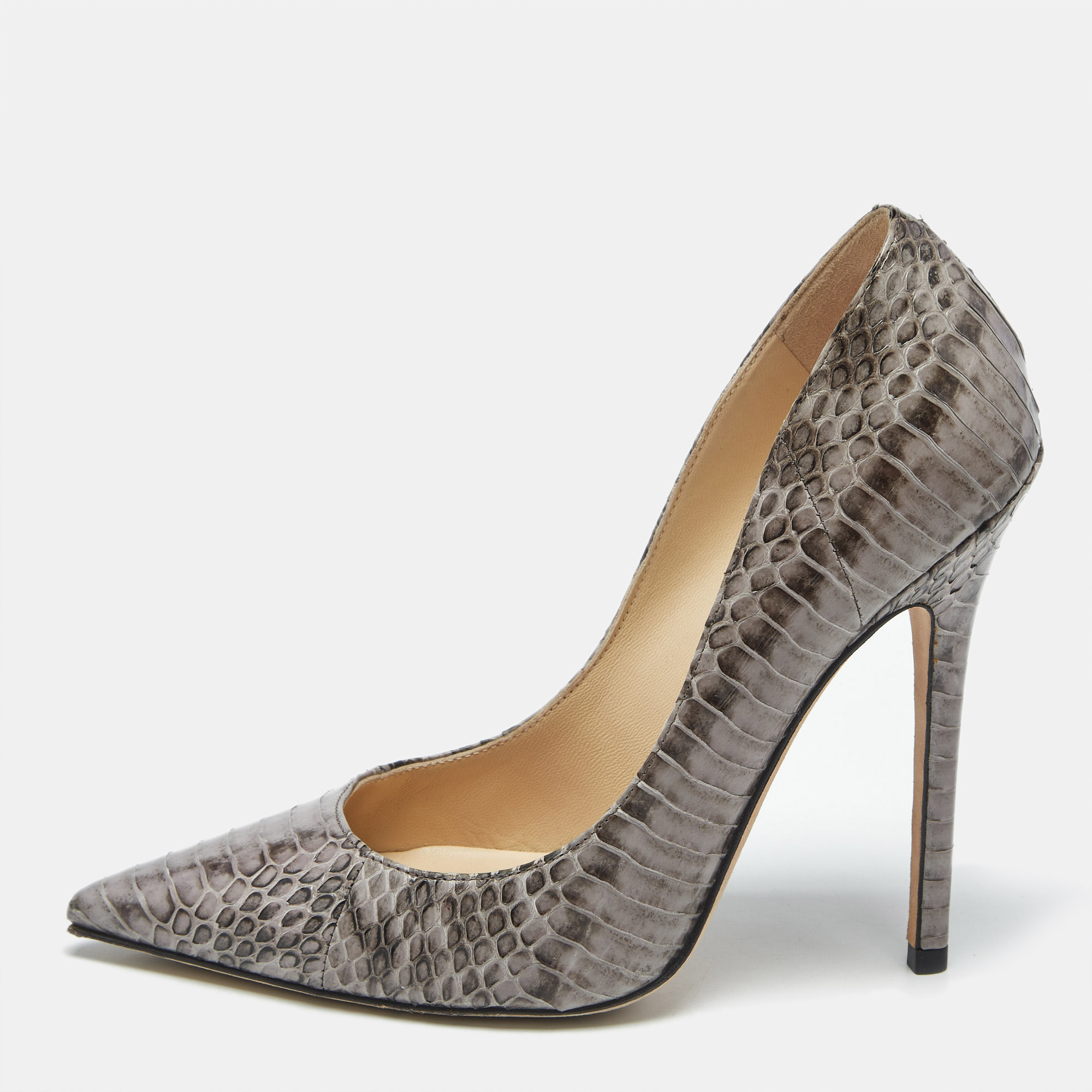 

Jimmy Choo Grey Elaphe Leather Anouk Pumps Size