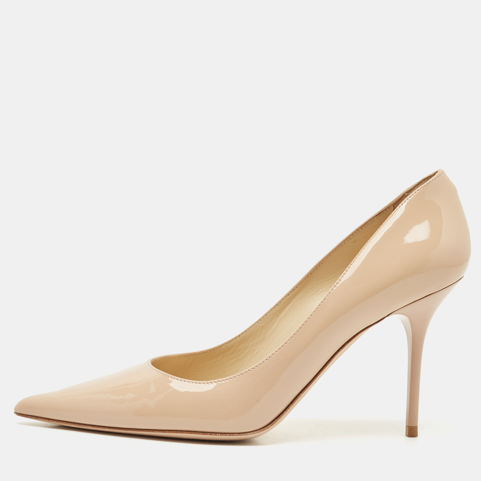 

Jimmy Choo Beige Patent Leather Romy Pointed Toe Pumps Size