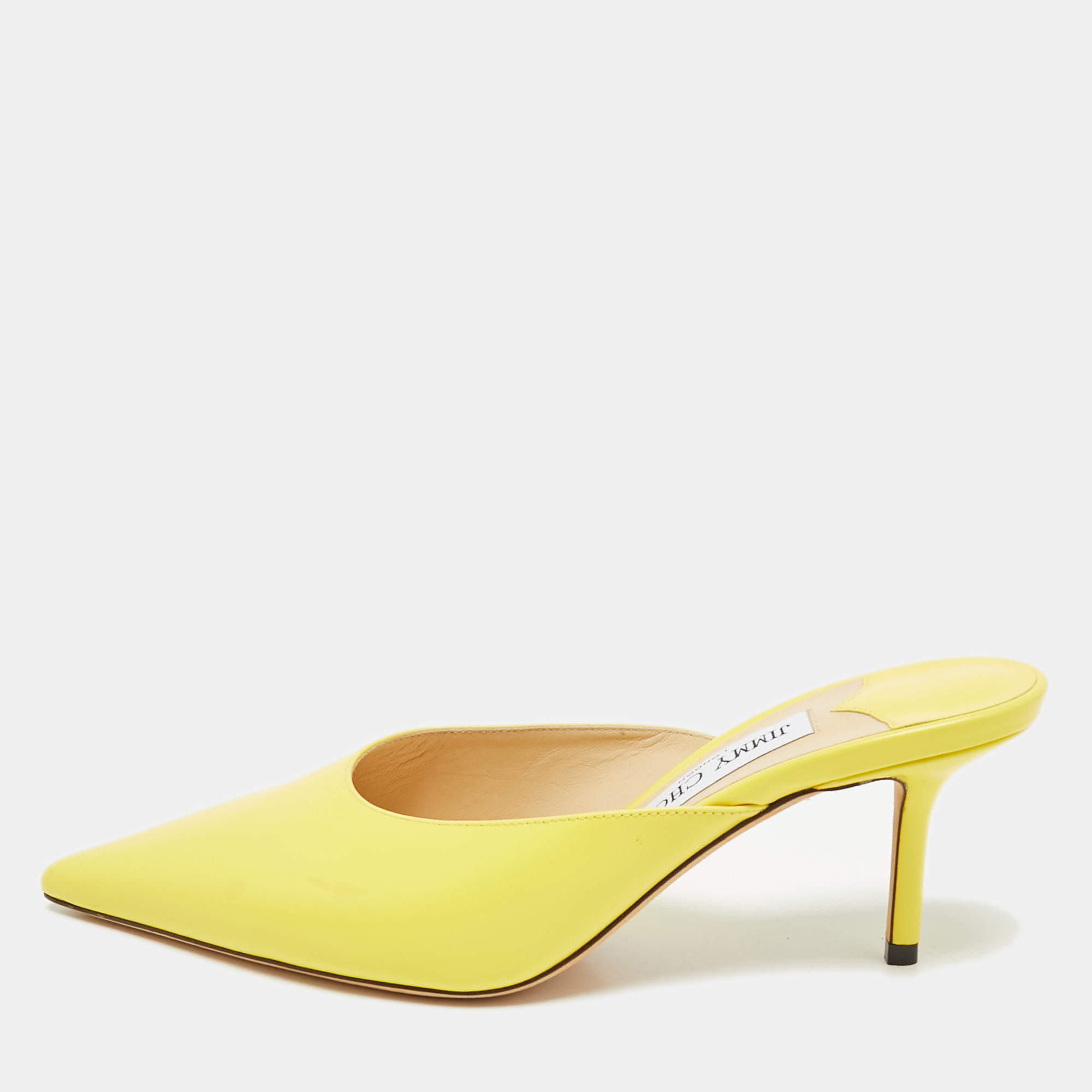 

Jimmy Choo Yellow Leather Rav Mules Size