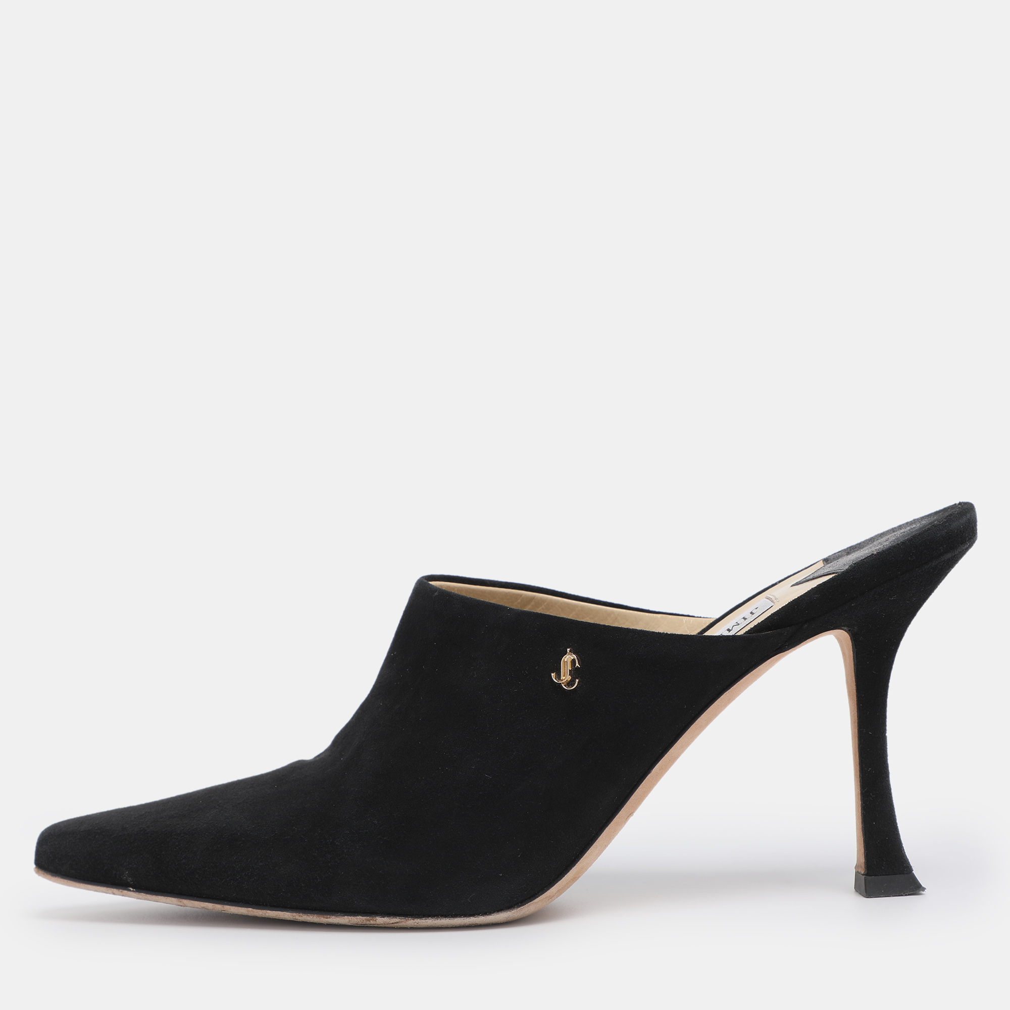 Pre-owned Jimmy Choo Black Suede Rya Mules Size 38.5