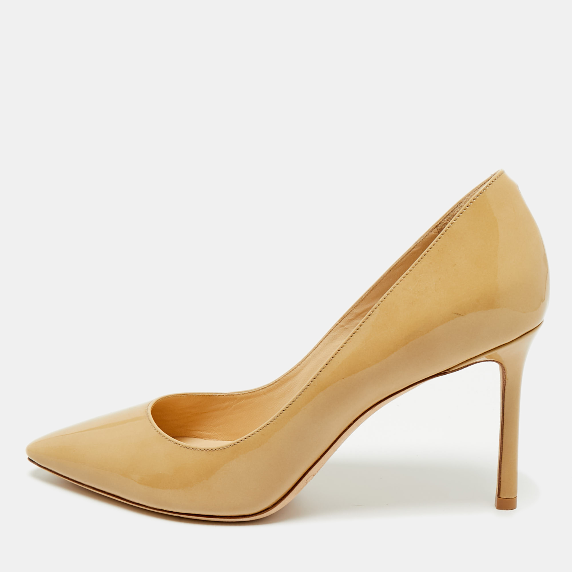 

Jimmy Choo Beige Patent Leather Romy Pointed Toe Pumps Size