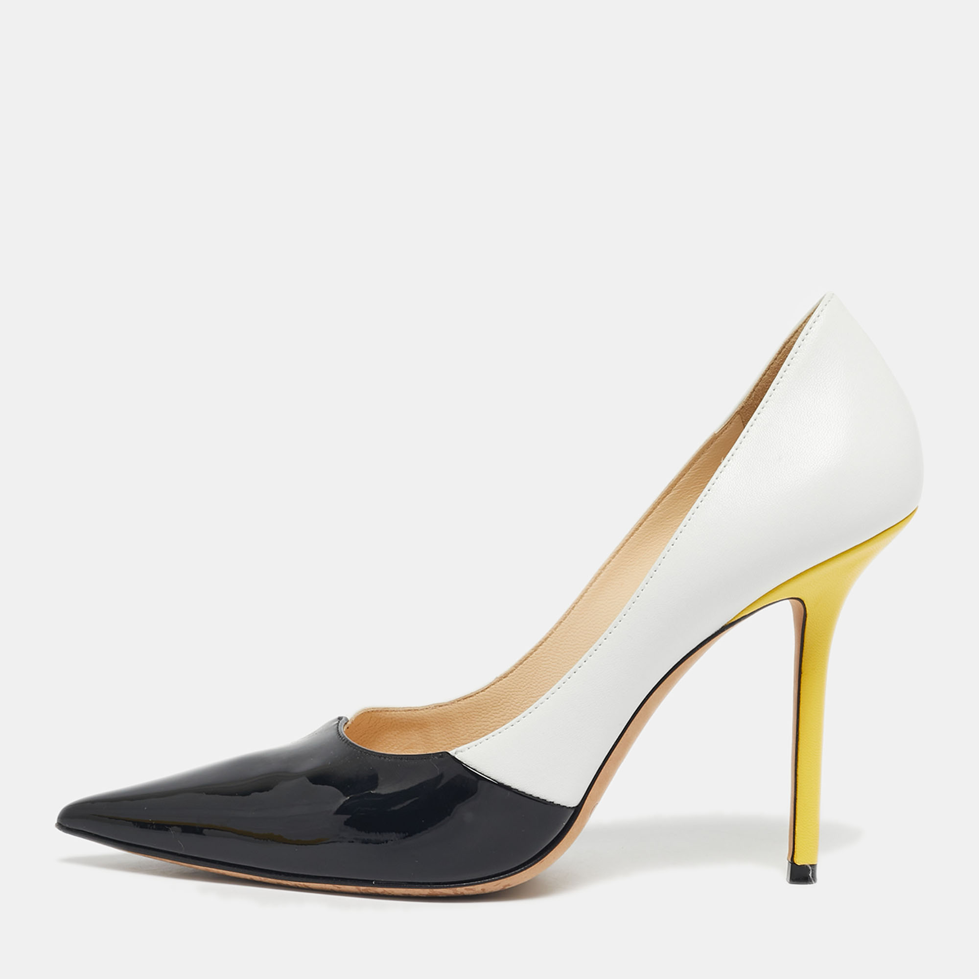 

Jimmy Choo Tricolor Leather Love 100 Pointed Toe Pumps Size, Black