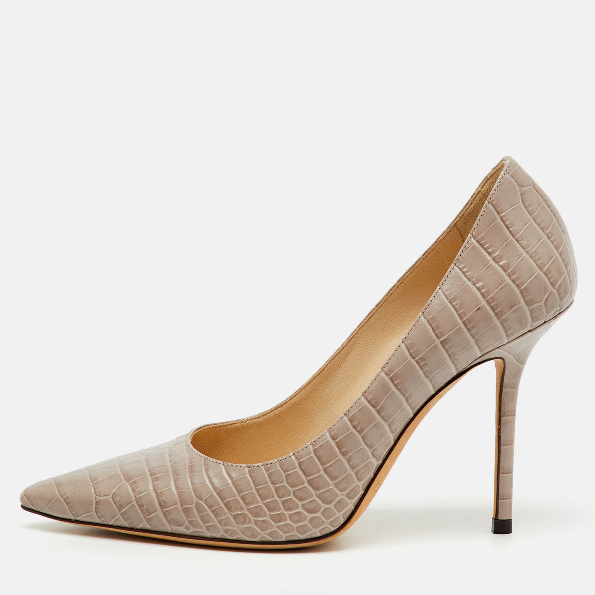 

Jimmy Choo Beige Croc Embossed Leather Love 85 Pointed Toe Pumps Size