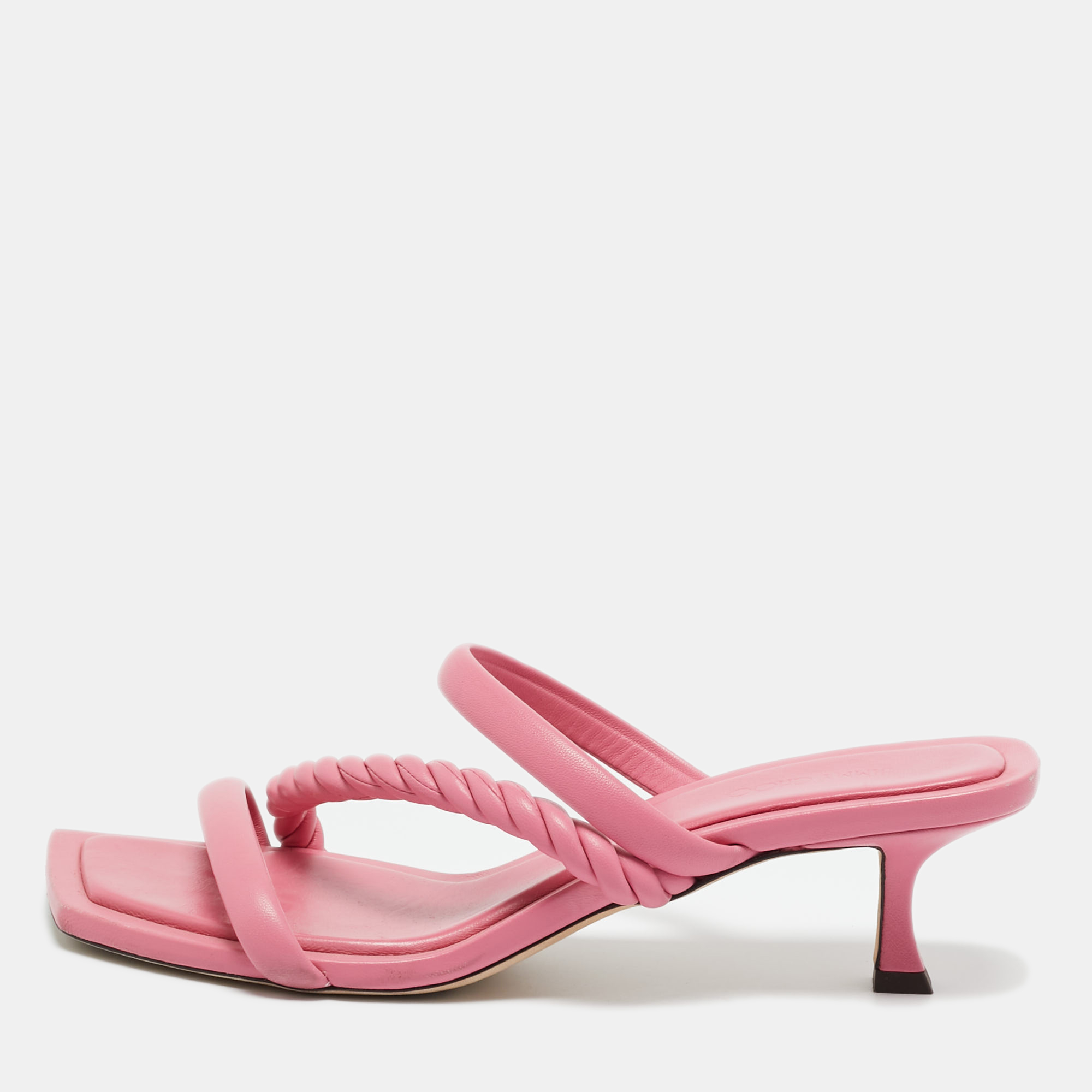 Pre-owned Jimmy Choo Pink Leather Diosa Slide Sandals Size 43