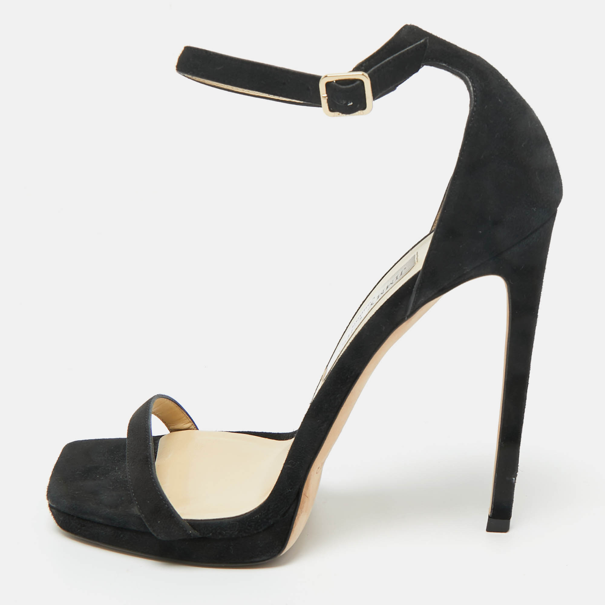 

Jimmy Choo Black Suede Alva Ankle Strap Sandals Size
