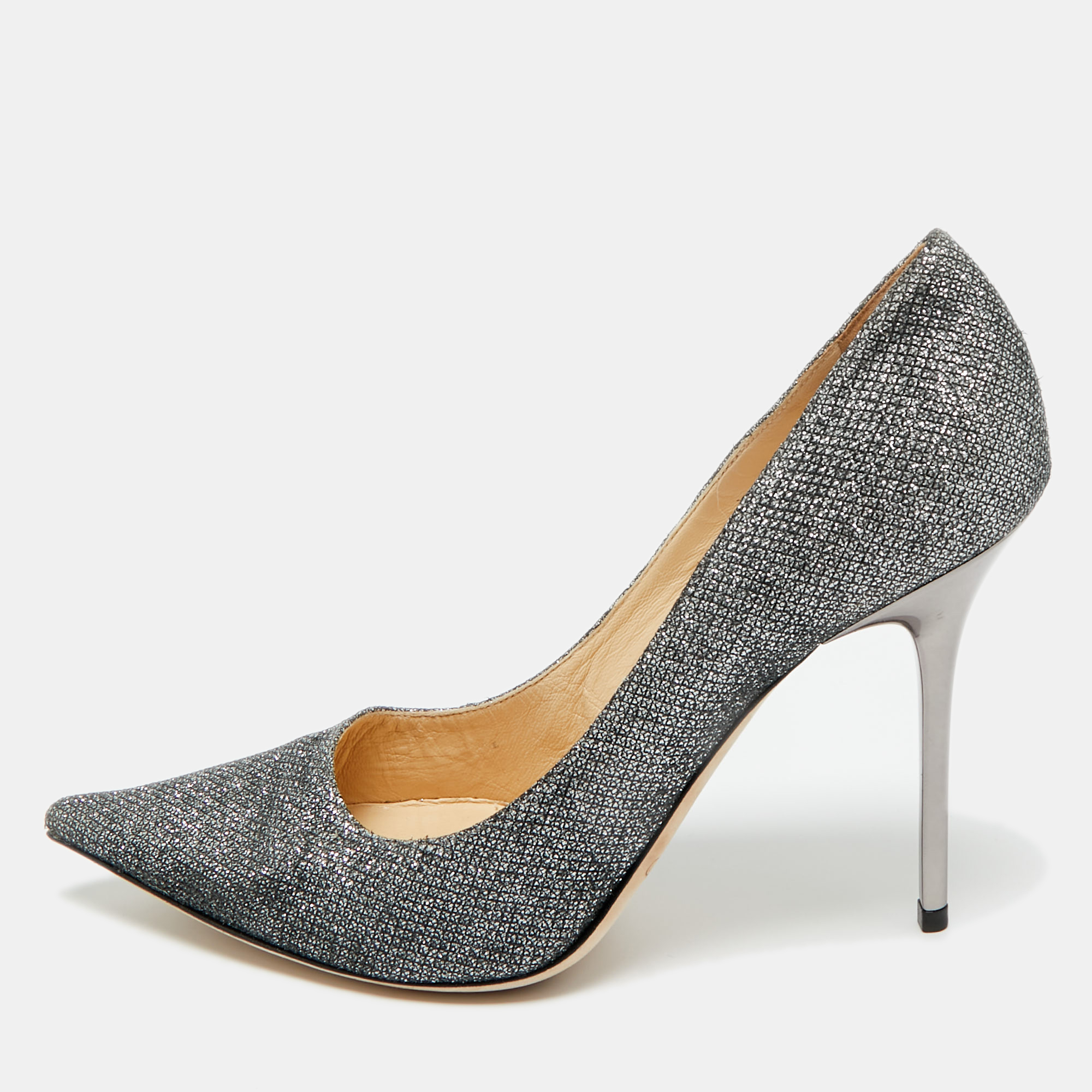 Pre-owned Jimmy Choo Silver Glitter Romy Pumps Size 38