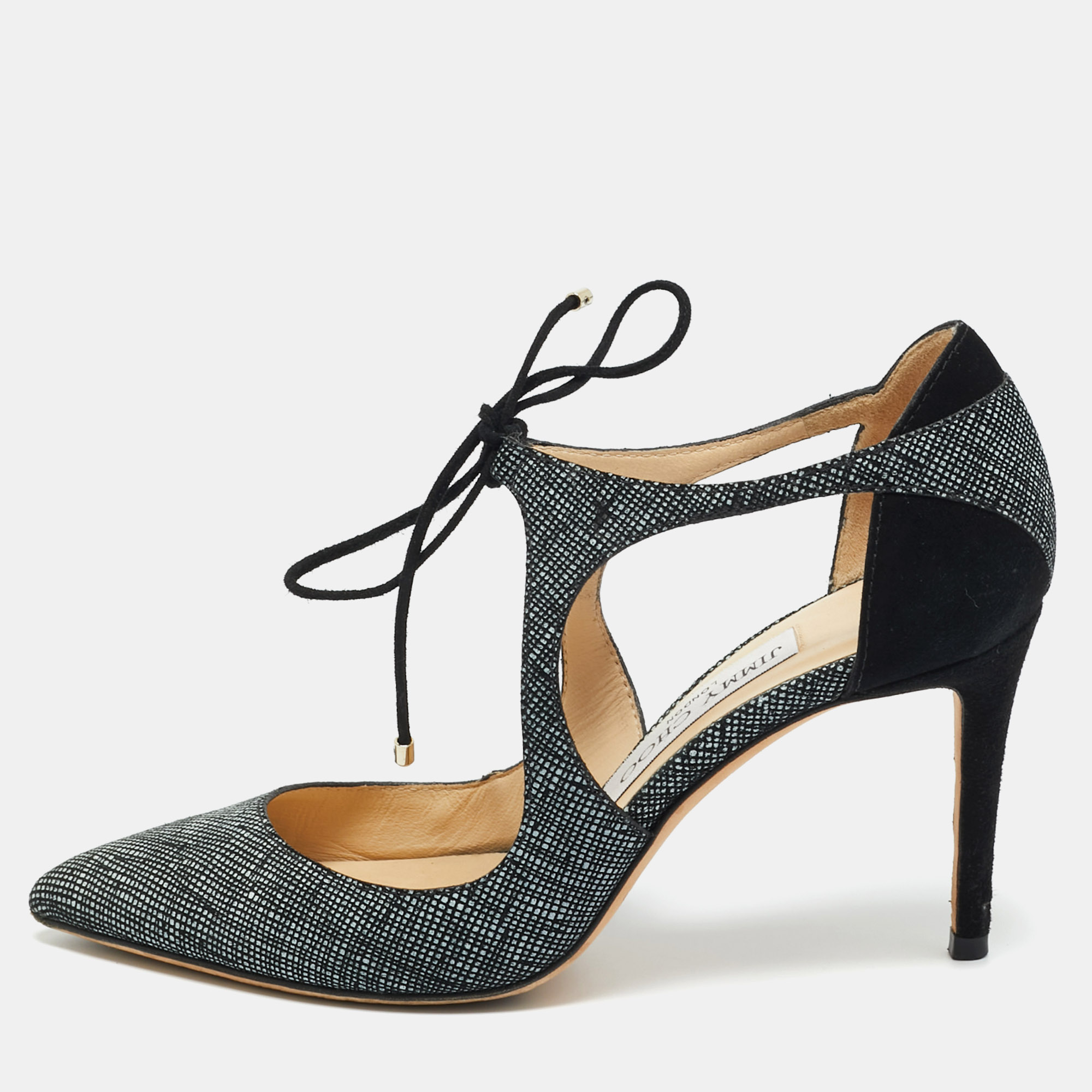 

Jimmy Choo Black/Grey Texture Suede Vanessa Pumps Size