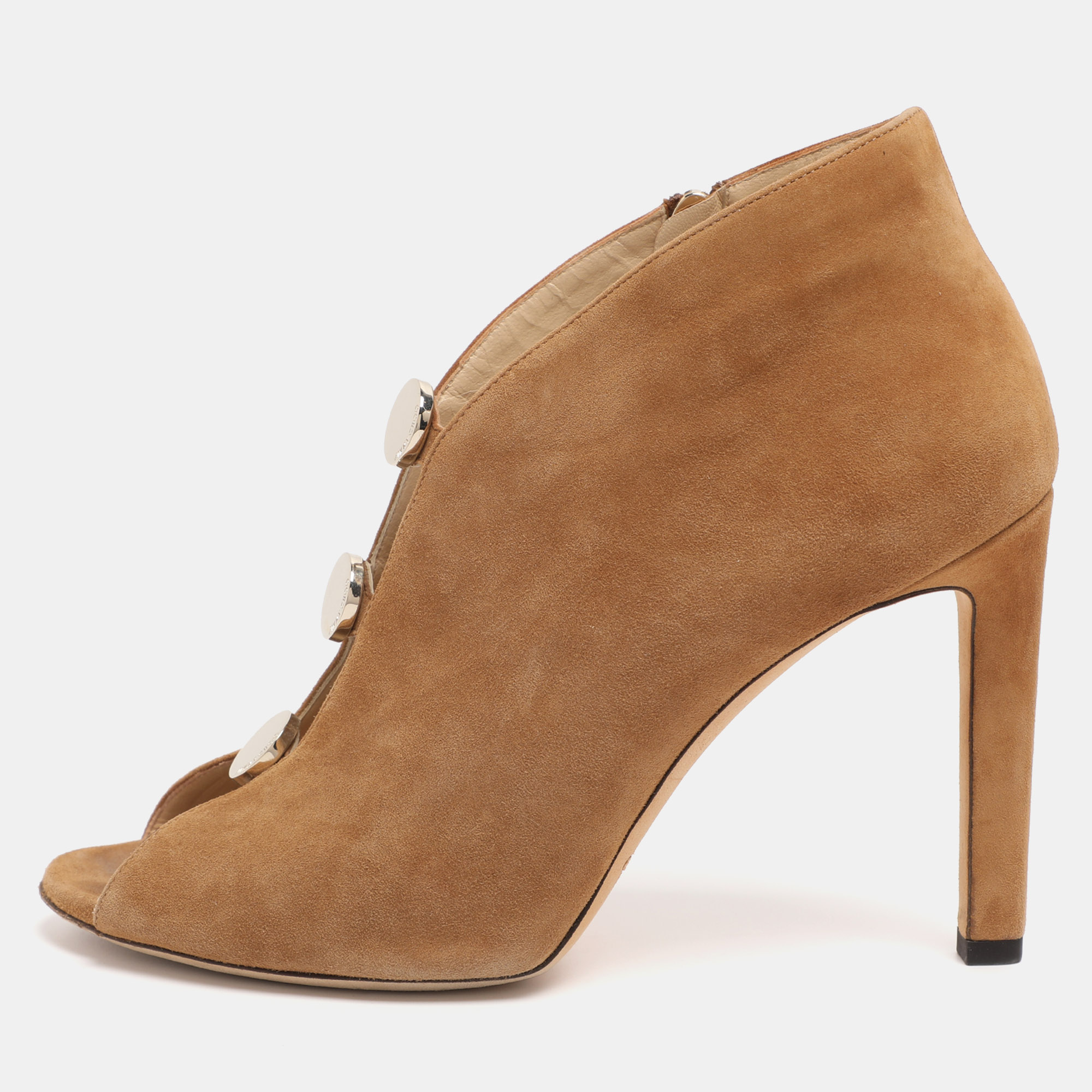 Pre-owned Jimmy Choo Brown Suede Lorna Booties Size 40.5