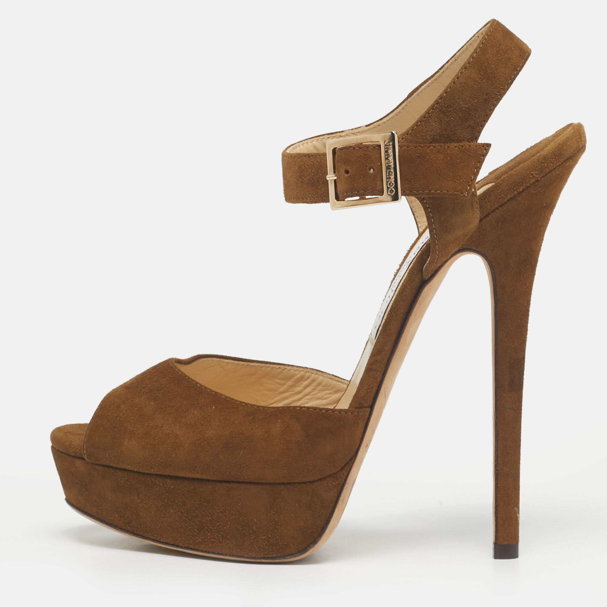 

Jimmy Choo Brown Suede Kayden Ankle Strap Sandals Size