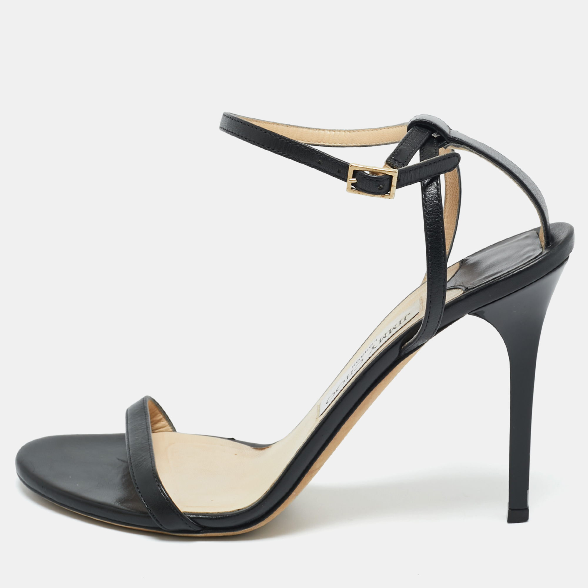 

Jimmy Choo Black Leather Minny Ankle Strap Sandals Size